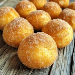 To make Air Fryer Cinnamon Sugar Donut Holes, you need: - 1 cup all-purpose flour - 1/2 cup granulated sugar - 1 tablespoon baking powder - 1/2 teaspoon ground cinnamon (plus more for sprinkling) - 1/4 teaspoon salt - 1/2 cup milk - 1/4 cup unsalted butter, melted - 1 large egg - 1 teaspoon vanilla extract - 1/4 cup granulated sugar (for coating) - 2 tablespoons unsalted butter, melted (for coating) You can use different ingredients if needed. Here are some tips: - Flour: Whole wheat flour works too, but it may change the texture. - Sugar: You can swap granulated sugar for brown sugar for a richer taste. - Milk: Any milk, like almond or oat milk, is fine. Just adjust for taste. - Butter: Coconut oil is a good plant-based alternative to butter. - Egg: Use a flaxseed meal (1 tablespoon mixed with 2.5 tablespoons water) for a vegan option. Store your ingredients properly to keep them fresh: - Flour: Keep it in a cool, dry place. A sealed bag or container works best. - Sugar: Store in an airtight container to prevent clumping. - Butter: Refrigerate it, and use within a couple of weeks. - Milk: Keep it chilled in the fridge and check the expiration date. By following these tips, you'll be set for a fun baking adventure! To make Air Fryer Cinnamon Sugar Donut Holes, start by gathering all your ingredients. You need: - 1 cup all-purpose flour - 1/2 cup granulated sugar - 1 tablespoon baking powder - 1/2 teaspoon ground cinnamon (plus more for sprinkling) - 1/4 teaspoon salt - 1/2 cup milk - 1/4 cup unsalted butter, melted - 1 large egg - 1 teaspoon vanilla extract - 1/4 cup granulated sugar (for coating) - 2 tablespoons unsalted butter, melted (for coating) Next, preheat your air fryer to 350°F (175°C) for about 5 minutes. This helps the donut holes cook evenly and become nice and fluffy. 1. In a large bowl, mix the flour, 1/2 cup sugar, baking powder, 1/2 teaspoon cinnamon, and salt together. Whisk until everything is well combined. 2. In another bowl, combine the milk, melted butter, egg, and vanilla extract. Mix until smooth. 3. Pour the wet mixture into the dry mixture. Stir gently until combined. It’s alright if the batter is a bit lumpy; too much mixing can make the donut holes tough. 4. Use a small cookie scoop or your hands to form balls about 1 inch in size. Place them on a parchment-lined tray. 5. Lightly spray the air fryer basket with non-stick cooking spray. Place the donut holes in a single layer without touching each other. 6. Air fry for 5-6 minutes. They should be golden brown. Insert a toothpick in the center to check if they are done; it should come out clean. 7. While they cook, mix 1/4 cup sugar with 1 teaspoon cinnamon in a small bowl for the coating. 8. Once the donut holes are ready, brush them with melted butter. Roll them in the cinnamon-sugar mix until they are fully coated. 9. Repeat the air frying for any remaining dough. Make sure they have enough space in the basket to cook evenly. - Always preheat your air fryer. This step helps create a nice texture. - Do not overcrowd the basket. Give each donut hole room to expand. - Keep an eye on cooking time. Every air fryer is different. Adjust as needed. - Use a toothpick to check for doneness. It should come out clean. - If you like them extra crispy, air fry for another minute or two, but watch carefully to avoid burning. To make great donut holes, follow these simple tips. First, preheat your air fryer for five minutes. This helps the donut holes cook evenly. Second, use a light spray of non-stick cooking spray. This prevents sticking and keeps them golden. When forming the dough balls, aim for about one inch in size. This size cooks well without burning. Avoid overcrowding the basket. Give each donut hole space to breathe. This ensures they cook and crisp up nicely. If your donut holes are too dry, you may have overmixed the dough. Mix just until combined. A few lumps are okay. If they burn, lower the cooking time. Check them at five minutes. You want a light golden brown color. If they stick to the basket, try using parchment paper next time. Lightly spray it with non-stick spray for best results. If they come out too soggy, they may need more air circulation. Make sure to not overcrowd them in the basket. To amp up flavor, try adding a pinch of nutmeg to the dough. It pairs nicely with cinnamon. You can also use brown sugar instead of white sugar for a richer taste. For a fun twist, add mini chocolate chips to the dough. To add more texture, sprinkle some crushed nuts on top after coating them in the cinnamon-sugar mixture. You can also experiment with different spices. Cardamom or ginger can add a unique flair. Enjoy your delicious creations! {{image_2}} You can have fun with flavors in your donut holes. Here are some tasty ideas: - Chocolate: Add 1/4 cup of cocoa powder to the dry mix. This gives a rich taste. - Pumpkin Spice: Swap out some flour for pumpkin puree. Add 1 teaspoon of pumpkin spice too. - Lemon Zest: Mix in 1 tablespoon of lemon zest for a fresh twist. It brightens the flavor. These simple changes make your donut holes unique and fun to eat! If you need gluten-free options, try using gluten-free flour. Brands like almond flour or coconut flour work well. You may need to adjust the liquid a bit. Start with the same amount of milk, then add more if needed. Check the texture of the dough. It should be soft but not sticky. Want a healthier option? You can use applesauce instead of butter. Replace half the butter with 1/4 cup of unsweetened applesauce. This keeps the donut holes moist and cuts down on fat. You can also use less sugar. Try reducing the granulated sugar by half. This makes them less sweet but still tasty. These variations let you enjoy Air Fryer Cinnamon Sugar Donut Holes in many ways. To keep your donut holes fresh, place them in an airtight container. This helps them stay soft and tasty. You can store them at room temperature for up to two days. If you want to keep them longer, try freezing them. To freeze donut holes, first let them cool completely. Then, arrange them in a single layer on a baking sheet. Freeze for about one hour. Once they are firm, transfer them to a freezer-safe bag. Be sure to remove as much air as you can. They will stay good for up to three months. To reheat donut holes, you can use your air fryer or oven. Preheat the air fryer to 350°F (175°C). Place the donut holes inside for about 3-4 minutes. They will warm up nicely and regain their soft texture. If using the oven, place them on a baking sheet and heat for about 5-7 minutes at the same temperature. Enjoy them warm for the best taste! Yes, you can bake these donut holes. Preheat your oven to 350°F (175°C). Prepare the dough as described. Then, place the dough balls on a lined baking sheet. Bake for about 10-12 minutes. Check for a golden color, and use a toothpick to ensure they are done. Baking will create a slightly different texture, but they will still taste great. You can tell the donut holes are done when they are golden brown. Insert a toothpick into the center of one. If it comes out clean, they are ready. The outside should feel firm to the touch. Keep an eye on them as they cook for the best results. These donut holes pair well with many treats. You can serve them with coffee or tea for a lovely breakfast. Try adding a side of chocolate sauce or caramel for dipping. They also taste great with fresh fruit like berries. Get creative with your favorite toppings! In this post, we covered how to make air fryer donut holes. You learned the ingredients, cooking steps, and tips for perfect results. We also shared variations and storage tips to keep them fresh. These donut holes are a fun treat to enjoy. Try different flavors and make them your own. Practice makes perfect, so don’t be afraid to experiment. Enjoy your tasty creation!