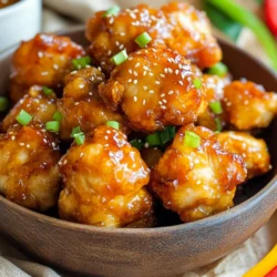 - 1 pound boneless, skinless chicken breast, cut into bite-sized pieces - 1/4 cup honey - 3 tablespoons soy sauce - 2 cloves garlic, minced - 1 teaspoon fresh ginger, grated - 1 tablespoon sesame oil - 1 tablespoon cornstarch - 1/2 teaspoon black pepper - 1 tablespoon green onions, chopped (for garnish) - Sesame seeds (for garnish, optional) The chicken breast must be fresh and tender. Cut the chicken into small, even pieces. This helps them cook quickly and evenly in the air fryer. Next, let's talk about the marinade. It combines sweet honey and savory soy sauce. The garlic adds a nice punch, while the ginger gives a warm, spicy note. Sesame oil brings a rich flavor, and cornstarch helps create a crispy texture. Black pepper adds just the right amount of heat. For garnishes, I like to use green onions. They add color and a fresh taste. Sesame seeds are optional but can add a nice crunch. You can even mix in colorful bell peppers when serving for a fun touch. This simple yet flavorful mix makes the chicken bites irresistible! To get started, we need to mix the marinade. In a large bowl, combine the following: - 1/4 cup honey - 3 tablespoons soy sauce - 2 cloves garlic, minced - 1 teaspoon fresh ginger, grated - 1 tablespoon sesame oil - 1/2 teaspoon black pepper - 1 tablespoon cornstarch Whisk these ingredients well until they form a smooth mixture. This blend will give your chicken a sweet and savory kick. Now, add the chicken breast pieces to the bowl. Toss them well to coat every piece with the marinade. For the best flavor, let it marinate for at least 30 minutes. If you have time, marinate for up to 2 hours in the fridge. This will allow the flavors to soak in deeply. Before cooking, we need to preheat the air fryer. Set it to 400°F (200°C) and let it warm up for about 5 minutes. This step ensures even cooking and nice crispiness. Next, place the marinated chicken in the air fryer basket. Make sure to arrange them in a single layer. This way, they will cook evenly. If you have a lot of chicken, cook in batches. Air fry the chicken bites at 400°F for 10 to 12 minutes. Shake the basket halfway through to help them cook evenly. The chicken should turn golden brown and be fully cooked. Check that the internal temperature reaches 165°F (75°C). Once done, take them out and let them rest for a couple of minutes. For a beautiful presentation, serve the chicken bites in a large bowl or on a nice platter. Garnish with chopped green onions and sprinkle sesame seeds on top for a pop of color. For extra fun, offer a small dish of honey-garlic sauce on the side for dipping. You can also add colorful bell pepper strips around the chicken for a vibrant touch. This makes your dish look appealing and inviting! To make your chicken bites crispy, follow these steps: - Use cornstarch: It helps create a nice crunch. Mix it well with your marinade. - Don’t crowd the basket: Lay the chicken pieces in a single layer. This helps them fry evenly. To avoid overcooking, keep an eye on the time. Cook for about 10-12 minutes. Check the chicken at 10 minutes. If it’s golden brown and the inside reaches 165°F, it’s done. Want to boost the flavor? Try adding extra spices or herbs. A pinch of cayenne pepper gives a nice kick. Fresh cilantro or basil can add a fresh twist. For marinating, let the chicken sit for at least 30 minutes, but longer is better. Marinate for up to 2 hours in the fridge. This will deepen the flavor and make the chicken even tastier. {{image_2}} You can switch up the protein in this recipe. Try using shrimp or tofu for a fun twist. Both will soak up the honey and garlic flavor well. For a vegetarian option, use cauliflower or chickpeas. These choices bring a hearty texture and absorb the marinade nicely. If you like it sweet and spicy, add a dash of red pepper flakes. This gives the chicken a nice kick. For a fresh twist, add citrus juice like lime or orange. A splash of lemon can brighten the dish too. You can also mix in fresh herbs like cilantro or basil. They bring a pop of flavor and color to your bites. To keep your Air Fryer Honey Garlic Chicken Bites fresh, store them in a sealed container. This helps keep moisture in and prevents drying out. They stay good in the fridge for up to three days. When reheating, place them in the air fryer at 350°F for about 5 minutes. This will help restore their crispy texture. If you prefer the microwave, heat them for 1-2 minutes, but they may not stay crispy. If you want to save some for later, freezing works great! First, let the chicken bites cool completely. Then, spread them in a single layer on a baking sheet and freeze for about an hour. This prevents them from sticking together. After that, transfer them to a freezer-safe bag or container. They can be frozen for up to three months. When you're ready to eat, thaw them overnight in the fridge. For reheating, use the air fryer at 400°F for 10 minutes to make them crispy again. You can make small changes to the recipe for a healthier dish. Here are a few ideas: - Use low-sodium soy sauce instead of regular. - Replace honey with maple syrup or agave for a lower glycemic index. - Swap sesame oil for olive oil to cut down on saturated fat. - Add more veggies like bell peppers or broccoli into the air fryer for extra nutrients. These changes keep the dish tasty while making it a bit lighter. Yes, you can use bone-in chicken, but it needs more time to cook. Here’s what to do: - Increase the cook time by about 10 to 15 minutes. - Check the internal temperature; it should still reach 165°F (75°C). - Cut the chicken into smaller pieces to help it cook evenly. This way, you'll enjoy the same flavors but with a different cut of chicken. Dipping sauces can enhance your chicken bites. Here are a few popular options: - Sweet chili sauce adds a nice kick. - Soy sauce mixed with sesame oil offers a classic taste. - Ranch dressing gives a creamy contrast. - Spicy mayo brings heat and richness. Feel free to mix and match sauces to find your favorite! This recipe offers a simple way to make tasty honey garlic chicken bites. You learned about key ingredients, how to marinate, and the air frying process. Tips for perfect texture and flavor can help you impress your friends. Plus, you can try different ingredients to keep things fresh. Store leftovers well to enjoy later. Now, it's your turn to try this easy dish. Enjoy the process and have fun creating your own variations!