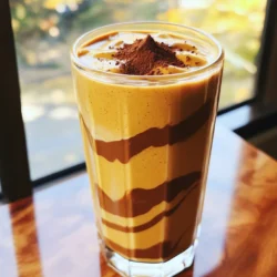 The Mocha Pumpkin Spice Smoothie combines great flavors and nutrients. Here are the key ingredients: - 1 cup brewed coffee, cooled - 1/2 cup pumpkin puree - 1 ripe banana - 1/4 cup Greek yogurt - 2 tablespoons cocoa powder - 1 teaspoon pumpkin spice blend - 2 tablespoons honey or maple syrup (to taste) - 1/2 cup milk (dairy or non-dairy) - Ice cubes (optional) Each ingredient adds something special. The coffee gives a rich flavor and kick. Pumpkin puree brings warmth and creaminess. Banana adds natural sweetness and smooth texture. Greek yogurt makes it creamy and boosts protein. Cocoa powder introduces a chocolatey taste. The pumpkin spice blend gives that cozy fall vibe. Honey or maple syrup sweetens your drink, and milk adds richness. Ice cubes can make your smoothie cooler and thicker. You can tweak your smoothie based on your likes. Here are some optional ingredients: - Chia seeds for extra fiber - Spinach for a green boost - Nutmeg for more spice - Almond butter for a nutty flavor Feel free to add these extras to make the smoothie your own. Each option helps fit your taste and health needs. This smoothie is not just tasty; it's good for you too. Here are some nutritional highlights: - High in fiber from pumpkin and banana - Packed with protein from Greek yogurt - Contains antioxidants from cocoa powder - Provides healthy fats if you add nut butter These benefits make this smoothie a great choice for breakfast or a snack. It fuels your body with energy and keeps you full. Enjoy this tasty and healthy drink this fall! Gather your ingredients before you start. This makes the process smooth and fun. Here’s what you need: - 1 cup brewed coffee, cooled - 1/2 cup pumpkin puree - 1 ripe banana - 1/4 cup Greek yogurt - 2 tablespoons cocoa powder - 1 teaspoon pumpkin spice blend - 2 tablespoons honey or maple syrup (to taste) - 1/2 cup milk (dairy or non-dairy) - Ice cubes (optional) Start by brewing your coffee and letting it cool. You can use any coffee you like. Next, measure out your pumpkin puree and scoop the banana into small pieces. This helps them blend better. Don’t forget to measure your Greek yogurt and cocoa powder too. Now, it’s time to blend! Put all your ingredients into a blender. Start with the cooled coffee, then add pumpkin puree, banana, Greek yogurt, and cocoa powder. Next, sprinkle in the pumpkin spice and add honey or maple syrup. Pour in the milk last. If you want a chilled smoothie, toss in a handful of ice cubes. Blend everything on high speed. Keep blending until the mix is smooth and creamy. Check for lumps. If you find any, blend a bit longer. After blending, taste the smoothie. If you like it sweeter, add more honey or maple syrup. Blend again for a few seconds to mix in the extra sweetness. Pour your smoothie into a tall glass. For a little flair, sprinkle a dash of cocoa powder or pumpkin spice on top. This adds a nice touch to your drink. Serve it right away with a straw or a spoon. Enjoy this delicious and creamy treat! To make your Mocha Pumpkin Spice Smoothie just right, focus on the liquids. Start with 1 cup of brewed coffee and 1/2 cup of milk. This mix gives a smooth base. If you want it thicker, add more Greek yogurt or a banana. For a colder drink, toss in a few ice cubes. Blend until everything is nice and creamy. If it’s too thick, just add a splash of milk. Want to boost the taste? Try adding a scoop of nut butter for creaminess. Almond or peanut butter pairs well with the pumpkin and coffee. You could also mix in a dash of cinnamon for extra warmth. If you like it sweeter, maple syrup works great. Use it instead of honey for a different flavor. Don't be afraid to get creative and make it your own! If you have extra smoothie, store it in the fridge. Use a glass jar with a lid to keep it fresh. It’s best to drink it within one day. The smoothie can change a bit in texture, but it will still taste good. If you want to keep it longer, freeze it in ice cube trays. This way, you can blend it later for a quick treat. {{image_2}} You can easily make this smoothie dairy-free or vegan. Just swap Greek yogurt for coconut yogurt. Use non-dairy milk like almond or oat milk. You can also use maple syrup instead of honey. This way, you keep the creamy texture while making it plant-based. Want to add more protein? Try adding a scoop of your favorite protein powder. You can also toss in some chia seeds or hemp seeds. They blend well and give a nice texture. These options boost the protein without changing the taste much. You can change up the flavors for different seasons. In winter, add a pinch of nutmeg for warmth. In spring, try adding fresh berries for a fruity twist. In summer, blend in some spinach for extra nutrients. Each change keeps the smoothie exciting and tasty! To keep your Mocha Pumpkin Spice Smoothie fresh, pour it into an airtight container. Glass jars work great. Always seal it tightly. This prevents air from getting in and keeps it tasty. You can store it in the fridge for up to two days. Your smoothie will stay good in the fridge for about 48 hours. If you want to keep it longer, freezing is a good option. Pour the smoothie into ice cube trays or freezer-safe bags. It can last for up to three months in the freezer. When you are ready to enjoy it, just thaw it in the fridge overnight. To thaw your smoothie, move it from the freezer to the fridge for a few hours. If you are in a hurry, you can use the microwave. Heat it in short bursts of 15 seconds. Stir after each burst to check the heat. Blend it again if it needs smoothing out. Enjoy this cozy drink any time! Yes, you can make this smoothie without coffee. Use a cup of brewed tea instead. A strong chai or rooibos can give a warm flavor. You can also use a mix of milk and a little cocoa powder for that mocha taste. This way, you still get a creamy drink. If you don’t have pumpkin puree, use sweet potato puree or butternut squash. Both options have a similar texture and flavor. You can even mash ripe bananas for a different twist. This change will still keep your smoothie thick and tasty. To make the smoothie less sweet, skip the honey or maple syrup. You can adjust the sweetness by using less ripe banana. Another option is to add more cocoa powder. This will give you a rich taste without the extra sugar. In this post, we explored how to make a Mocha Pumpkin Spice Smoothie. We discussed key ingredients and optional add-ins for a tasty twist. I shared steps for prepping, blending, and serving your smoothie. Also, I offered tips for achieving the perfect texture and flavor. You can even try different variations based on your diet or taste preferences. This smoothie is easy to customize, store, and enjoy any time. Trust me, it’s a fun way to enjoy fall flavors!
