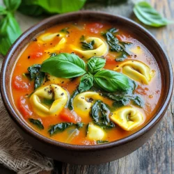To make Slow Cooker Tomato Basil Tortellini Soup, gather these ingredients: - 1 tablespoon olive oil - 1 medium onion, chopped - 3 cloves garlic, minced - 4 cups vegetable broth - 1 can (28 oz) crushed tomatoes - 2 teaspoons dried basil - 1 teaspoon dried oregano - 1 teaspoon sugar - Salt and pepper to taste - 9 oz cheese tortellini (fresh or frozen) - 1 cup heavy cream (or coconut cream for a lighter version) - 1 cup baby spinach - Fresh basil leaves for garnish You can change a few ingredients if needed: - Use coconut oil instead of olive oil for a different flavor. - Swap the vegetable broth for chicken broth if you want a richer taste. - Use fresh tomatoes instead of canned if you prefer. - If you do not have dried basil, use fresh basil (about 1/4 cup). - Use any pasta if you are out of tortellini. Just adjust the cooking time. Choosing the right brands can enhance your soup: - For olive oil, I recommend Colavita or California Olive Ranch for good taste. - Use Pacific Foods or Swanson for vegetable broth; both offer great flavor. - For crushed tomatoes, Muir Glen is a fantastic option. - I like to use Buitoni or Rana for tortellini; they have great cheese options. - When choosing cream, Organic Valley is my go-to for heavy cream. These brands can help make your soup even more delicious. Enjoy the cooking process! First, gather your ingredients. You need olive oil, onion, garlic, vegetable broth, crushed tomatoes, basil, oregano, sugar, and cheese tortellini. If you want a creamy texture, grab heavy cream or coconut cream. Don’t forget the spinach for freshness! 1. Prep the Base: Heat olive oil in a skillet on medium heat. Add the chopped onion. Sauté until it looks clear, about 5 minutes. Add minced garlic and cook for one more minute. This step adds great flavor. 2. Combine in Slow Cooker: Move the onion and garlic mix to your slow cooker. Pour in the vegetable broth and crushed tomatoes. Add the dried basil, oregano, sugar, salt, and pepper. Mix it well. This creates a tasty base. 3. Cook Time: Cover the slow cooker. Set it to low for 4-6 hours or high for 2-3 hours. The longer it cooks, the better the flavors blend. 4. Add Tortellini: In the last 30 minutes, stir in the cheese tortellini. No need to thaw if you use frozen. This will make the soup hearty. 5. Finish with Cream and Spinach: When the tortellini is ready, mix in the heavy cream and baby spinach. Cook for another 10 minutes on high. The spinach wilts quickly, adding color and nutrients. 6. Serve: Ladle the warm soup into bowls. Top with fresh basil leaves for a nice finish. Enjoy every bite! If your soup seems too thick, add a bit more vegetable broth. If it’s too watery, let it cook longer to thicken. If you find it bland, adjust with more salt or pepper. Taste as you go! - Low Setting: 4-6 hours is best for deep flavors. - High Setting: 2-3 hours works well if you’re short on time. - Tortellini Addition: Always add it in the last 30 minutes, regardless of the setting. - Final Cream and Spinach: Add in the last 10 minutes on high for a creamy finish. This method ensures your soup comes out perfect every time! To make the soup taste great, start with fresh herbs. Use fresh basil instead of dried for a richer flavor. You can also add a splash of balsamic vinegar. This will give the soup a nice tang. For extra depth, try adding a pinch of red pepper flakes. This will add a little heat, making each bite exciting. Using frozen tortellini is easy and saves time. You don’t need to thaw it before adding it to the slow cooker. Just toss it in during the last 30 minutes. This keeps the tortellini from getting too soft. Stir gently to mix it in. This way, each piece stays intact and adds texture. If you want a lighter soup, swap heavy cream for coconut cream. This adds a nice hint of sweetness. You can also use half-and-half for a creamy texture without too many calories. For a dairy-free option, try almond milk or oat milk. These options keep the soup light and tasty while still being creamy. {{image_2}} To make a vegetarian version of this soup, simply use vegetable broth. This swap keeps the flavors rich without meat. You can also add more veggies, like carrots or bell peppers. They add great taste and color to the dish. Using fresh herbs boosts the flavor too. Try adding extra basil or even parsley for a fresh twist. For a gluten-free option, choose gluten-free tortellini. Many brands offer tasty choices made from rice or corn. You can also make your own tortellini if you feel adventurous. Just use gluten-free flour in your dough. Make sure to check the broth for gluten. Some brands add gluten as a thickener. If you want a heartier soup, add protein or grains. Cooked chicken or turkey works well. You can toss in some cannellini beans for extra fiber. Quinoa or barley also makes the soup filling and nutritious. Don't forget to adjust the broth if you add more ingredients. A little extra liquid keeps it from being too thick. To store leftovers, let the soup cool first. Pour it into an airtight container. Make sure to leave some space at the top. This helps prevent spills when it expands in the fridge. Keep it in the fridge for up to three days. Always label the container with the date. This way, you know when it’s time to eat it. If you want to freeze the soup, use a freezer-safe container. Fill the container, but leave some space at the top. The soup can freeze well for up to three months. When you’re ready to eat it, move it to the fridge overnight. This allows it to thaw safely. Avoid refreezing once it has thawed, as this can change the soup’s texture. When reheating, use a pot on the stove for even heating. Add a splash of broth or water if the soup seems too thick. Stir often to avoid sticking. You can also use the microwave. Heat it in short bursts, stirring in between. This helps heat it evenly. Always check the temperature before serving. It should be hot throughout for the best taste. Yes, you can. If you want a lighter soup, use coconut cream instead. You can also skip the cream and add more broth. The soup will still taste great without it. Just make sure to adjust the seasoning a bit. You can add more herbs for extra flavor. This soup pairs well with many side dishes. Try serving it with crusty bread or a fresh salad. Grilled cheese sandwiches are also a hit. You can even add some garlic bread for a tasty touch. These options will make your meal more complete and satisfying. If your soup seems too watery, there are a few tricks. You can mix in a bit of cornstarch with cold water. Stir this mixture into the soup and cook for a few more minutes. Another option is to mash some of the tortellini. This will help thicken the soup naturally. Lastly, let it cook longer with the lid off to reduce the liquid. This blog post covered how to make a delicious Slow Cooker Tomato Basil Tortellini Soup. We looked at key ingredients and swaps, along with the best brands for taste. I explained step-by-step cooking, troubleshooting tips, and timing for slow cookers. You learned great ways to enhance flavors and how to store leftovers. Finally, I shared answers to common questions. With these tips and tricks, you are ready to enjoy this hearty soup anytime. Happy cooking!
