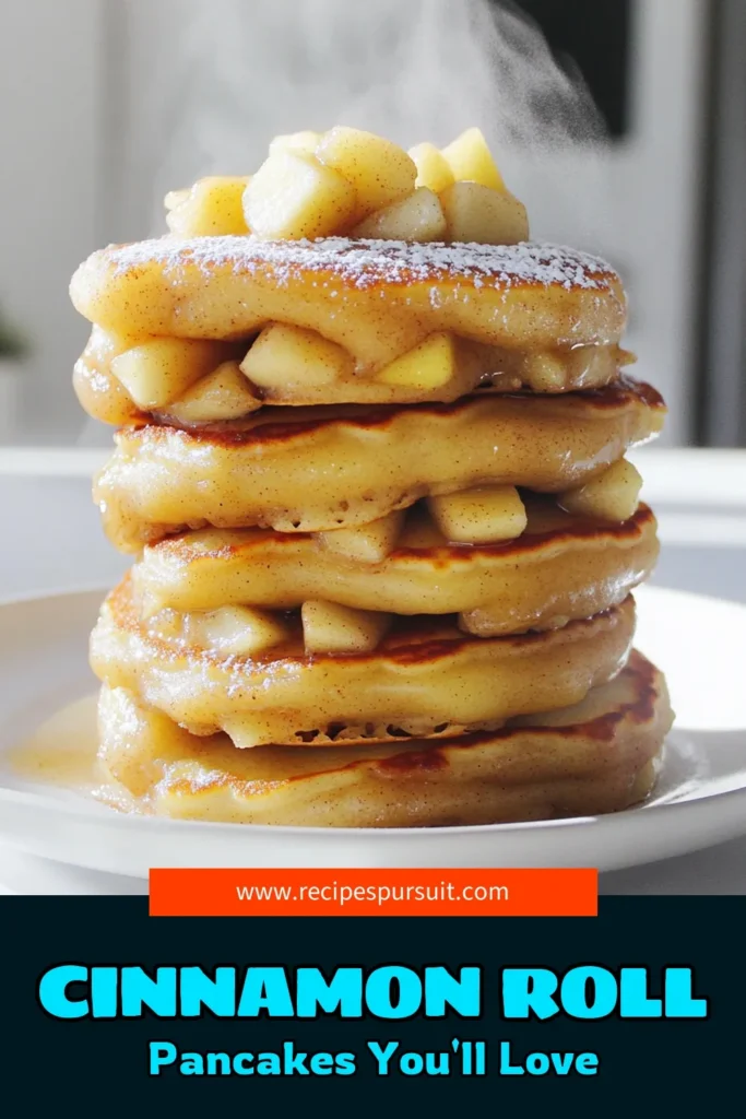 Indulge in the deliciousness of Apple Cinnamon Roll Pancakes! These fluffy pancakes feature a mouthwatering cinnamon swirl and are filled with fresh, diced apples. Perfect for a cozy breakfast or brunch, they're quick to make in just 25 minutes. Try this unique twist on classic pancakes and enjoy every delightful bite. Click through to discover the full recipe and make your mornings sweeter! #Pancakes #BreakfastRecipe #AppleCinnamon #EasyRecipes