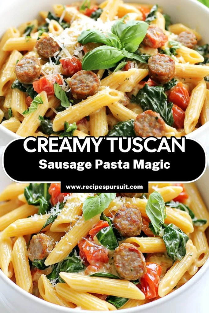 Indulge in the rich flavors of Slow Cooker Creamy Tuscan Sausage Pasta that's perfect for busy nights! This easy recipe combines savory Italian sausage, garlic, and fresh spinach with creamy goodness, all cooked to perfection in your slow cooker. Ready in just 4 hours, it's a comforting meal the whole family will love. Click to explore this delicious recipe and satisfy your cravings! #SlowCookerRecipes #PastaLovers #CreamyPasta #ComfortFood
