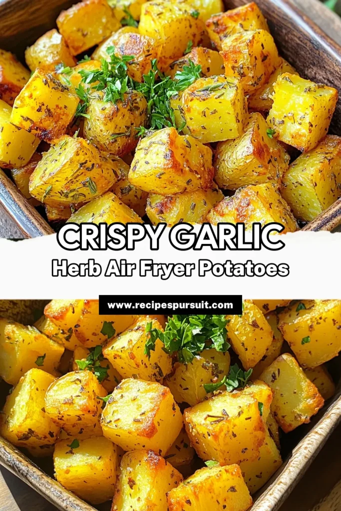 Indulge in these crispy Air Fryer Garlic Herb Potato Cubes that are bursting with flavor! Made with simple ingredients like garlic, thyme, and rosemary, these delicious potato cubes are perfect as a side dish or snack. In just 30 minutes, you can whip up this easy recipe that the whole family will love. Click through to discover how to make these mouthwatering bites in your air fryer today!