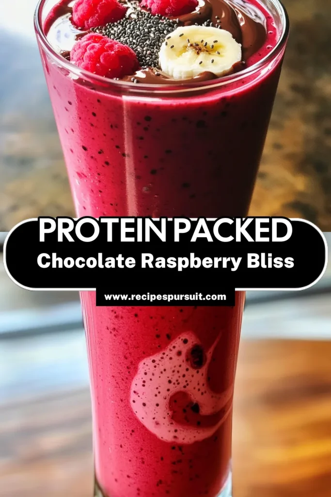 Satisfy your cravings with this delicious High-Protein Chocolate Raspberry Smoothie! Packed with frozen raspberries, banana, chocolate protein powder, and almond butter, this quick recipe is perfect for a nutritious breakfast or snack. In just 5 minutes, you can enjoy a creamy and refreshing smoothie that's both tasty and filling. Click through to discover how easy it is to whip up this healthy treat and boost your protein intake!