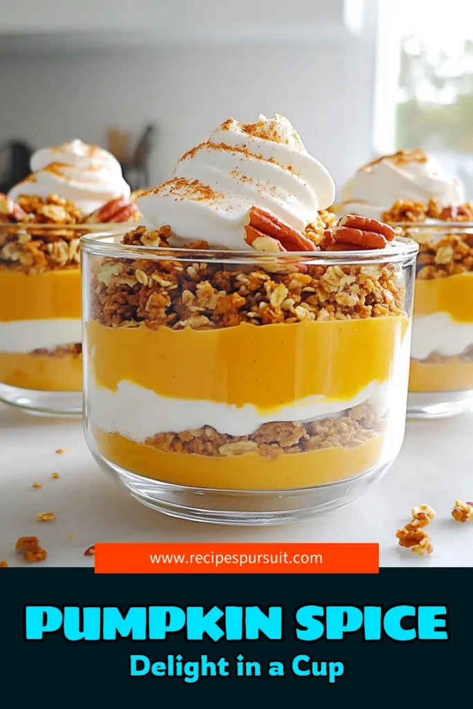 Indulge in the delightful flavors of fall with these Pumpkin Spice Yogurt Parfaits! This quick and easy recipe layers creamy pumpkin yogurt with crunchy granola and nuts, making it a perfect breakfast or dessert. Ready in just 15 minutes, these parfaits are sure to impress your family and friends. Click to discover the full recipe and bring a taste of autumn to your table today! #PumpkinSpice #YogurtParfait #FallRecipes #HealthyDesserts