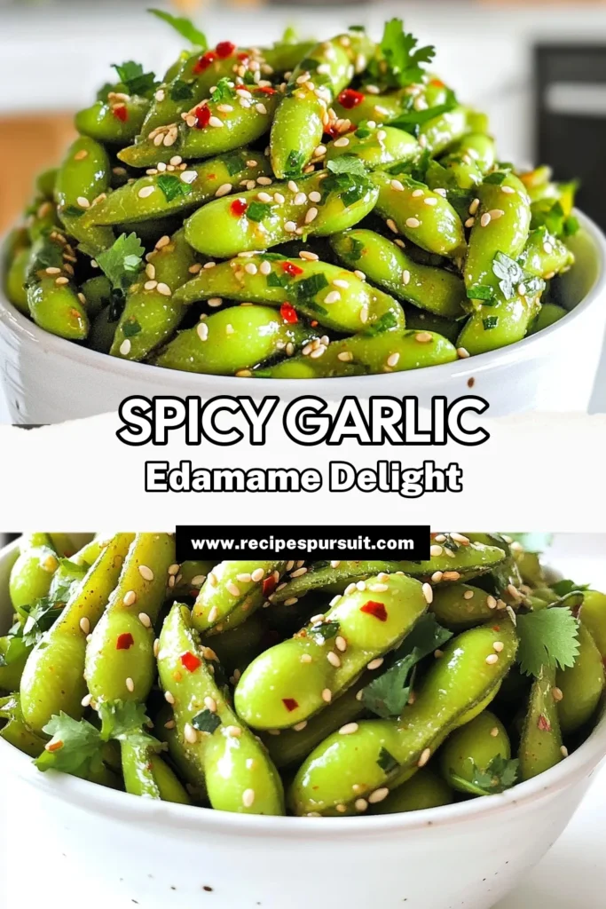 Spice up your snack game with this easy recipe for Spicy Garlic Edamame! In just 15 minutes, you can whip up a delicious and healthy treat that's perfect for any occasion. With fresh garlic, a kick of red pepper flakes, and a touch of sesame, these edamame beans are sure to impress. Click to discover how to make this flavorful dish and elevate your appetizer menu today! #SpicyGarlicEdamame #HealthySnacking #QuickRecipes #EdamameLovers