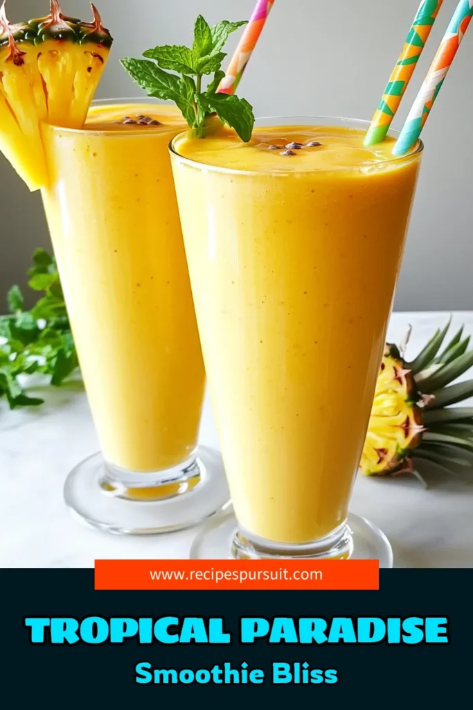 Dive into a tropical delight with this Mango Pineapple Paradise Smoothie! Packed with the goodness of ripe mango, fresh pineapple, and creamy coconut milk, this smoothie is the perfect way to refresh and energize your day. Enjoy this simple recipe in just 10 minutes, and impress your friends with beautiful presentations. Click through to explore this vibrant recipe and more! #SmoothieRecipe #TropicalDrinks #HealthyLiving #MangoPineapple