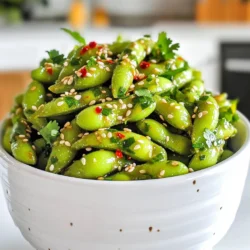 - 2 cups edamame in pods (fresh or frozen) - 4 cloves garlic, minced - 2 tablespoons olive oil - 1 tablespoon soy sauce - 1 teaspoon red pepper flakes (adjust for heat preference) - 1 teaspoon sesame oil - 1 tablespoon sesame seeds - Salt to taste - Fresh cilantro for garnish (optional) To make spicy garlic edamame, you need simple yet vibrant ingredients. Edamame is the star here. You can use fresh or frozen pods. They pack a healthy punch. You will also need garlic. Four cloves, minced finely, add great flavor. Olive oil is essential, too. It helps sauté the garlic and brings richness. Next, we have flavor enhancers. Soy sauce adds saltiness and depth. Red pepper flakes bring heat. Adjust the amount to fit your taste. A teaspoon works well for a nice kick. Lastly, sesame oil gives a nutty aroma and flavor. For garnishing, sesame seeds add crunch. Salt helps balance the dish. Fresh cilantro can elevate the look and taste. It’s optional, but I recommend trying it. Gather these ingredients, and you will create a tasty snack. To start, you need to boil your edamame. You can use fresh or frozen beans. If you choose frozen, boil a pot of salted water. This adds flavor. Once the water is boiling, add 2 cups of edamame. Cook them for 4 to 5 minutes until they are tender. After that, drain the beans and set them aside. Next, heat 2 tablespoons of olive oil in a large skillet over medium heat. This is where the magic begins. Add 4 cloves of minced garlic to the hot oil. Sauté the garlic for 1 to 2 minutes. You want it fragrant but not browned. Browned garlic can taste bitter, and we do not want that! Now, it’s time to spice things up. Stir in 1 teaspoon of red pepper flakes, 1 tablespoon of soy sauce, and 1 teaspoon of sesame oil. Mix these ingredients well. Cook this spicy mix for about 1 minute. The aroma will fill your kitchen and get your taste buds ready! Add the boiled edamame to the skillet. Toss the beans well to coat them with the spicy garlic mixture. Cook everything together for another 2 to 3 minutes until the edamame is heated through. Now, taste your dish and add salt if needed. Transfer the edamame to a serving bowl. Sprinkle 1 tablespoon of sesame seeds on top. If you like, add fresh cilantro for garnish. Enjoy your spicy garlic edamame! To tweak the heat in your spicy garlic edamame, start with less red pepper flakes. You can add more if you like it spicier. Just remember, a little goes a long way! If you want a milder snack, try using a pinch of black pepper instead. You can also skip the red pepper flakes completely for a gentle flavor. When picking edamame, choose beans that are bright green and firm. If you can find fresh edamame in pods, they are a great choice. However, frozen edamame works well too. It is often picked at peak freshness and frozen right away, which keeps the flavor strong. Just make sure to cook it properly for the best taste. Serving edamame can be fun. You can use a large bowl for sharing or individual cups for a more personal touch. To make it look nice, sprinkle sesame seeds on top right before serving. Adding fresh cilantro not only adds color but also gives a fresh taste. Arrange the pods in a circle for a lovely display that catches the eye. {{image_2}} You can add more spices to make your edamame more exciting. Try smoked paprika for a smoky taste. Cumin offers a warm, earthy flavor. You can also add citrus like lime or lemon juice. This makes the dish bright and fresh. Fresh herbs, such as basil or mint, can also enhance the taste. These additions will make your snack unique and tasty. This recipe is naturally vegan and gluten-free. Just check your soy sauce for gluten-free options. If you have nut allergies, you’re safe here too! The recipe contains no nuts. Always read labels to avoid hidden allergens. These small checks ensure everyone can enjoy this dish. Spicy garlic edamame works well with rice dishes. Serve it alongside stir-fries or grain bowls. You can also toss it in salads for extra crunch. This dish shines as a snack or appetizer too. It’s perfect for parties or movie nights. The bold flavors will impress your guests. Enjoy it warm or at room temperature. To keep your spicy garlic edamame fresh, store it in an airtight container. Place it in your fridge within two hours of cooking. This helps retain flavor and texture. Enjoy your leftovers within three days for the best taste. When you want to enjoy your edamame again, the best way to reheat it is in a skillet. Heat a small amount of olive oil over medium heat. Add the edamame and stir for a few minutes until warm. This method keeps the flavor intact. Avoid using the microwave, as it can make the edamame soggy. If you want to save some for later, freezing is a great option. Place the cooled edamame in a freezer-safe bag. Remove as much air as possible before sealing. They can last up to three months in the freezer. When you're ready to eat, thaw them in the fridge overnight. This helps keep their nice texture. You can use other beans, but edamame shines best here. Edamame has a unique flavor and texture. It is tender, slightly sweet, and nutty. Other beans may not give the same taste. For best results, stick with edamame for this recipe. To lower the spice level, reduce the red pepper flakes. You can start with just a pinch. Add more soy sauce or sesame oil for balance. Mixing in a bit of honey can also help. This adds sweetness that cools the heat. Edamame is packed with nutrients. It is high in protein, fiber, and healthy fats. One cup has about 17 grams of protein. This can help keep you full longer. Edamame is also rich in vitamins like K and folate. Eating it supports heart health and aids digestion. It’s a smart choice for a healthy snack. This blog post covered how to make a tasty edamame dish. We explored the main ingredients, flavor enhancers, and garnishing options. Cooking steps included preparing edamame, sautéing garlic, and combining flavors. I shared tips for adjusting heat, maximizing freshness, and presenting your dish. We also discussed variations, storage, and common questions. In the end, edamame is easy to customize and fun to eat. Experiment with new flavors and enjoy a healthy snack or side dish!