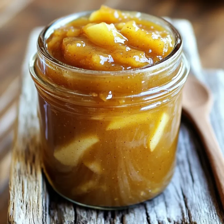 To make this slow cooker maple apple butter, you need the following items: - 6 large apples, peeled, cored, and chopped - 1 cup pure maple syrup - 1 teaspoon ground cinnamon - 1/2 teaspoon ground nutmeg - 1/4 teaspoon ground allspice - 1 teaspoon vanilla extract - 1 tablespoon lemon juice - Pinch of salt These ingredients blend to create a sweet and warm flavor. The apples are the base, and the maple syrup adds natural sweetness. Choosing the right apples is key to great apple butter. I love using: - Granny Smith: They are tart and hold their shape well. - Honeycrisp: These apples are sweet and juicy. Mixing these apples gives a nice balance of tartness and sweetness. You can boost the flavor of your apple butter with some fun add-ins. Consider these options: - A pinch of cloves for a warm spice. - A splash of bourbon for depth. - Dried fruit like raisins for added sweetness. These additions can make your apple butter unique and even more tasty! Start by peeling, coring, and chopping six large apples. I like using Granny Smith or Honeycrisp. Cut the apples into small pieces. This helps them cook evenly and break down well. Place the chopped apples in your slow cooker. Next, add the following ingredients to the apples in the slow cooker: - 1 cup pure maple syrup - 1 teaspoon ground cinnamon - 1/2 teaspoon ground nutmeg - 1/4 teaspoon ground allspice - 1 teaspoon vanilla extract - 1 tablespoon lemon juice - Pinch of salt Stir everything together until the apples are well coated. This mix of flavors is what makes the apple butter so tasty! Cover the slow cooker with its lid and set it to low heat. Cook the mixture for six to eight hours. Stir it occasionally. You will know it's ready when the apples are soft and have turned into a thick sauce. After cooking, it's time to blend. You can use an immersion blender right in the slow cooker. If you want it smoother, transfer the mix to a regular blender in batches. Blend until you reach your desired smoothness. Now, taste your apple butter. If you want it sweeter, add more maple syrup. After that, cook it for an extra hour or two with the lid slightly open. This helps thicken the apple butter even more. Once it’s thick enough, let it cool a bit before putting it in jars. When you pick a slow cooker, size matters. A 4 to 6-quart model works great for this recipe. Make sure it has a lid that fits well. A good seal keeps the heat in and helps cook the apples evenly. If your slow cooker has a “low” setting, that’s perfect for making apple butter. To get the right thickness, you must let the apple butter cook long enough. After blending, if it seems too thin, leave the lid slightly open. This lets steam escape and helps it thicken. You can also cook it longer on low heat. Check every hour until you reach the desired consistency. Taste your apple butter before you finish cooking. If it needs more sweetness, add more maple syrup. You can also play with spices. If you love cinnamon, add a bit more. For a twist, try a dash of ginger or cloves. Each change can give your apple butter a new flavor. Experiment to find your perfect blend! {{image_2}} You can make your apple butter really special by adding spices. Try using ginger for a warm kick. Cloves are great too if you want a more festive taste. You can mix and match to find your favorite blend. If maple syrup is not for you, try honey or agave. Both can add a unique flavor. For a lower-calorie option, use stevia or monk fruit sweetener. Just remember to taste as you go. This will help you find the right sweetness. Do you like bits of apple in your butter? You can make it chunky! After cooking, just blend it less. Use a fork to mash some apple pieces. This gives you a nice texture and makes it more interesting to eat. To keep your apple butter fresh, store it in clean jars. Make sure to use sterilized glass jars with tight-fitting lids. Fill the jars, leaving some space at the top. This space allows for expansion if you freeze it. Always label the jars with the date you made the apple butter. Keep it in a cool, dark place like a pantry or cupboard. Homemade apple butter lasts about two weeks in the fridge. It can stay good for a month if stored well. Always check for any signs of spoilage. If it smells off or shows mold, toss it out. For long-term storage, refrigeration is key after opening. Freezing apple butter is a great way to keep it longer. Pour the cooled apple butter into freezer-safe containers. Leave some space at the top for expansion. You can also use ice cube trays for smaller portions. Once frozen, transfer the cubes to a freezer bag. It can last up to a year in the freezer. When ready to use, thaw it in the fridge overnight. Yes, you can use many kinds of apples. Some great choices are Granny Smith, Honeycrisp, or Fuji. Each apple adds its own flavor. For a sweet touch, use Honeycrisp. For a tart taste, go with Granny Smith. Mixing two or more types gives depth to your apple butter. You know the apple butter is done when the apples turn soft and break down. Stir it occasionally. After about 6 to 8 hours, check the texture. It should be thick and smooth. If it is too thin, cook it longer with the lid slightly ajar. This allows moisture to escape. Maple apple butter is super versatile! You can spread it on toast or muffins. It makes a great topping for pancakes or waffles. You can also use it in yogurt or oatmeal. Try it as a filling in pies or pastries. It even works well with cheese on a charcuterie board. Yes, you can! If you don’t have a slow cooker, use a large pot on the stove. Just follow the same steps. Cook on low heat and stir often. It may take less time than in a slow cooker. Check the texture and taste as it cooks. To sterilize jars, start by washing them in hot, soapy water. Rinse well, then place them in a pot of boiling water for 10 minutes. You can also run them through the dishwasher on a hot cycle. Let them cool before filling them with apple butter. This keeps your food safe and fresh! In this article, we explored the essential ingredients, preparation steps, and tips for making apple butter. I shared how to choose the right apples and slow cooker, along with ways to enhance flavor. We discussed storage options to keep your apple butter fresh longer. Remember, you can customize the flavor and texture to suit your taste. With these steps, you can enjoy delicious, homemade apple butter any time. Dive in and make your own batch today!