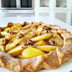 - 2 medium apples (Granny Smith or Honeycrisp) - 1 tablespoon lemon juice - 1/4 cup brown sugar - 1 teaspoon cinnamon - 1 tablespoon cornstarch - 1/2 cup walnuts, chopped - 1 pre-made pie crust (store-bought or homemade) - 1 egg (for egg wash) - 1 tablespoon milk (for egg wash) - 1 tablespoon unsalted butter, cut into small pieces This galette is easy to make, and the ingredients are simple. The apples bring a sweet and tart taste that mixes well with the walnuts. I like to use Granny Smith or Honeycrisp apples for their crispness. The lemon juice adds brightness and keeps the apples from browning. Brown sugar gives a deep sweetness, while cinnamon adds warmth to the filling. Cornstarch helps thicken the juices from the apples, making the filling perfect. Chopped walnuts add a nice crunch and nutty flavor. The pre-made pie crust saves time, but you can also make your own if you prefer. The egg wash gives the crust a lovely golden color. Milk helps make it shiny. Finally, small pieces of butter dot the filling for richness. All these ingredients come together to make a delicious Rustic Apple Walnut Galette. - Preheat your oven to 400°F (200°C). - Line a baking sheet with parchment paper. - Peel and slice the apples thinly. Use Granny Smith or Honeycrisp for a great taste. - In a mixing bowl, combine the sliced apples, chopped walnuts, brown sugar, lemon juice, cinnamon, and cornstarch. - Toss gently until all the apples are coated. Set this aside to let the flavors mix. - Roll out your pie crust on a floured surface. Aim for a rough circle about 12 inches wide. - Transfer the crust to your lined baking sheet. - Spoon the apple and walnut mixture into the center of the crust, leaving a 2 to 3-inch border around the edges. - Fold the edges of the crust over the filling. Pleat as you go to create a rustic look. - In a small bowl, whisk together the egg and milk for an egg wash. - Brush this mixture over the crust to give it a nice golden color while baking. - Dot the apple mixture with small pieces of butter for extra richness. - Bake the galette for 35-40 minutes. Check until the apples are soft and the crust is golden brown. - Remove it from the oven and let it cool for about 10 minutes before slicing. For a great galette, choose Granny Smith or Honeycrisp apples. These apples hold their shape well. Granny Smith apples are tart and make a nice contrast with sweet fillings. Honeycrisp apples are sweet and juicy, adding a lovely flavor. Mixing both gives a balance of sweet and tart flavors. Try other varieties, but these work best. Rolling out pie crust can be tricky. Start with a cool, floured surface. Use a rolling pin to make the crust about 12 inches wide. Make it uneven for that rustic look. When you fold the edges, don’t stress about perfection. A few pleats give it character. For a golden finish, brush the crust with an egg wash of egg and milk. This step makes your galette shine! To boost flavor, add spices like nutmeg or ginger. Just a pinch can elevate your dish. You can serve the galette warm with a scoop of vanilla ice cream. The cold ice cream pairs well with warm apples. Whipped cream is another fantastic choice. Both add a rich touch to your dessert. Enjoy! {{image_2}} You can switch walnuts for pecans or almonds. Both nuts add unique flavors. Pecans give a buttery taste, while almonds add a nice crunch. Just chop them up like the walnuts. Use the same amount. This keeps the recipe simple and fun! Mix in other fruits with your apples. Pears and berries work well. Pears add a soft and sweet touch. Berries bring a burst of color and tartness. You can use fresh or frozen options. Just make sure to adjust the sugar based on the fruit's sweetness. Have fun experimenting! You can use less sugar or try natural sweeteners. Honey or maple syrup can replace brown sugar. This makes the galette a bit healthier. If you want it less sweet, cut back on the sugar. Taste the filling before adding more. Adjust it to your liking! To keep your Rustic Apple Walnut Galette fresh, store leftovers in the fridge. Use an airtight container to prevent moisture loss. If you want to keep it longer, freeze slices. Wrap them tightly in plastic wrap and place in a freezer bag. This way, you can enjoy it later! To reheat your galette, use the oven for best results. Preheat the oven to 350°F (175°C). Place the galette on a baking sheet. Bake for about 10 to 15 minutes, or until warm. This method keeps the crust crispy while warming the filling. You can also use a microwave for a quick fix, but it may make the crust softer. The galette stays tasty for about 3 to 4 days in the fridge. If frozen, enjoy it within 2 to 3 months for the best flavor. Over time, the quality may drop, but it will still be safe to eat. Just check for any signs of freezer burn before serving. Yes, you can make the galette ahead of time. Here’s how: - Prepare the filling: Mix the apples, walnuts, brown sugar, lemon juice, cinnamon, and cornstarch. Store it in the fridge for up to a day. - Roll out the crust: You can roll out the pie crust and place it on a baking sheet. Cover it with plastic wrap and keep it in the fridge. - Assemble before baking: When ready to bake, simply fill the crust with the chilled filling. Fold the edges, brush with egg wash, and bake as directed. Look for these signs: - The crust should be golden brown. A nice color means it cooked well. - The apples should be tender. You can check by poking them with a fork. - The filling may bubble slightly, showing that it is hot and ready. To enhance the taste, try these accompaniments: - A scoop of vanilla ice cream adds creaminess. - Whipped cream gives a light touch. - Dusting powdered sugar adds a sweet finish. - A drizzle of caramel sauce can bring extra flavor. In this article, we explored how to make a delicious Rustic Apple Walnut Galette. We covered ingredients, preparation, baking, and tips for success. Choosing the right apples and perfecting the crust can elevate your dish. Remember, feel free to swap nuts or sweeteners to fit your taste. Storing leftovers and reheating them will keep your galette fresh and tasty. Enjoy serving it warm with ice cream or cream. Embrace creativity and enjoy this simple yet delightful dessert!