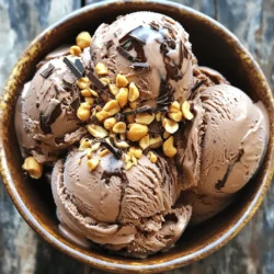 To make this tasty ice cream, gather these vital ingredients: - 2 ripe bananas, frozen and sliced - 1 cup unsweetened almond milk (or any milk of choice) - 1/2 cup natural peanut butter - 1/4 cup unsweetened cocoa powder - 1 scoop chocolate protein powder - Pinch of salt These ingredients blend to create a rich and creamy base. The frozen bananas give a smooth texture. The almond milk helps mix everything well. Peanut butter adds that delicious nutty flavor. Cocoa powder and chocolate protein powder make it extra chocolaty. To make your ice cream even sweeter, consider these optional ingredients: - 2 tablespoons honey or maple syrup (for added sweetness) - Crushed peanuts (for crunch) - Dark chocolate shavings (for extra flavor) You can add honey or maple syrup to suit your taste. If you like toppings, crushed peanuts give a nice crunch. Dark chocolate shavings add a touch of elegance and more chocolatey goodness. You can use different types of milk to suit your needs: - Almond milk - Coconut milk - Oat milk - Regular cow's milk Almond milk keeps it light and dairy-free. Coconut milk adds a rich creaminess. Oat milk gives a smooth texture, while cow's milk is a classic choice. Choose what you like best! Start by slicing two ripe bananas. Make sure to freeze them first. Frozen bananas give the ice cream its creamy texture. Place the banana slices in a blender or food processor. This forms the base of your ice cream. Next, pour in one cup of almond milk. You can use any milk you like. Then add half a cup of natural peanut butter. Spoon in a quarter cup of unsweetened cocoa powder too. Don’t forget one scoop of chocolate protein powder. If you want it sweeter, drizzle in two tablespoons of honey or maple syrup. Add a pinch of salt to boost the flavor. Blend all the ingredients on high. Stop to scrape down the sides if needed. Blend until the mixture is smooth and creamy. Now, transfer your blended mixture into a freezer-safe container. Smooth the top with a spatula. Cover it with a lid or plastic wrap. Freeze for at least three to four hours until firm. When ready to enjoy, let it sit for five minutes. This helps soften it for easier scooping. Scoop into bowls and top with crushed peanuts and dark chocolate shavings if you like. To get that creamy texture, use ripe bananas. Frozen bananas work best. They add smoothness and sweetness. Blend them well with your almond milk. If the mixture is too thick, add a bit more almond milk. This helps it blend smoothly. Stop to scrape down the sides if needed. Blending well is key to achieving the right texture. Sweetness is a personal choice. If you want more sweetness, add honey or maple syrup. Start with two tablespoons and taste the mix. You can always add more. If you prefer a less sweet treat, skip the added sweeteners. The bananas and peanut butter provide natural sweetness. You can customize this recipe by using different protein powders. Chocolate protein powder is great, but you can try vanilla. Each type of powder changes the flavor a bit. Make sure to choose one that fits your taste. If you have a plant-based powder, it works just as well. {{image_2}} You can add a splash of vanilla extract to your mix. This small addition makes the ice cream taste richer and more complex. Just one teaspoon can elevate the flavors. It pairs well with chocolate and peanut butter. If you love other flavors, try adding a dash of cinnamon or a pinch of espresso powder. Each adds a unique twist to your treat. If you want a dairy-free version, swap out regular milk for almond milk or oat milk. Both options work well and keep the ice cream creamy. You can also use coconut milk for a richer flavor. For the peanut butter, look for brands that have no added sugar. This way, you control the sweetness while keeping it dairy-free. Toppings can add great texture to your ice cream. Crushed peanuts give a nice crunch and pair perfectly with the peanut butter flavor. Dark chocolate shavings add a sweet touch and an extra layer of chocolate. You can even try granola or sliced almonds for more variety. Get creative! Mix and match toppings to find your perfect scoop. To keep your chocolate peanut butter protein ice cream fresh, use a freezer-safe container. Make sure the container is airtight. This will prevent ice crystals from forming. Before sealing, smooth the top of the ice cream with a spatula. Cover the container with a lid or plastic wrap. This extra layer helps keep it creamy. Your ice cream will last about two weeks in the freezer. After that, it may lose its creamy texture. To enjoy it at its best, try to eat it within this time. If you store it longer, just check for freezer burn before serving. When you're ready to scoop, take the ice cream out of the freezer. Let it sit at room temperature for about five minutes. This will soften it just enough to scoop easily. If it is still too hard, you can microwave it for a few seconds. Just be careful not to melt it! Enjoy your treat! Yes, you can skip the bananas. They add creaminess and natural sweetness. If you want a different base, try using avocado. It gives a smooth texture. You can also use silken tofu for creaminess. Adjust the sweetness to your taste since these options are less sweet. Absolutely! This ice cream is perfect for meal prep. You can make it ahead of time and store it in the freezer. It lasts well for up to two weeks. Just remember to let it sit out for a few minutes before scooping. This makes it easier to serve. If you need a substitute for peanut butter, try almond butter or cashew butter. These nut butters work well in this recipe. You can also use sunflower seed butter for a nut-free option. Each choice brings a slight flavor twist, so pick what you enjoy most. You can make a tasty, healthy treat with chocolate peanut butter protein ice cream. We covered essential ingredients, step-by-step instructions, and helpful tips for the perfect texture. Customize it with different flavors and toppings to suit your taste. Make sure to store it right for long-lasting enjoyment. This easy recipe fits into any meal plan. Enjoy making ice cream that is fun, delicious, and good for you. Grab your blender and get creative!
