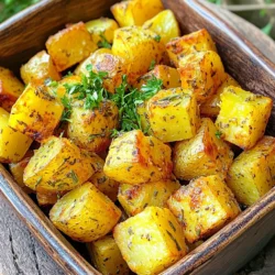- 4 medium russet potatoes - 3 tablespoons olive oil - 4 cloves garlic - 1 teaspoon dried thyme - 1 teaspoon dried rosemary - 1 teaspoon smoked paprika - Salt and pepper to taste - Fresh parsley Gathering the right ingredients is key for great Air Fryer Garlic Herb Potato Cubes. Start with four medium russet potatoes. These potatoes are perfect because they get nice and crispy. Peel them and dice them into 1-inch cubes. This size helps them cook evenly. Next, use three tablespoons of olive oil. The oil coats the potatoes well and helps them crisp up. You also need four cloves of garlic, minced. Garlic adds a strong flavor that pairs well with the herbs. For seasoning, you will need one teaspoon each of dried thyme and rosemary. These herbs add a fresh taste to the potatoes. One teaspoon of smoked paprika gives a slight smokiness. Finally, add salt and pepper to taste. This will enhance all the flavors. To finish, chop some fresh parsley. This makes a bright, colorful garnish. It also adds a fresh taste that balances the rich flavors. With these ingredients ready, you are set to make delicious, crispy potato cubes! First, wash and peel the russet potatoes. This step is key for flavor. Next, dice them into 1-inch cubes. This size helps them cook evenly and get crispy. In a large bowl, combine the diced potatoes with olive oil and spices. I use 4 cloves of minced garlic, 1 teaspoon of dried thyme, 1 teaspoon of dried rosemary, and 1 teaspoon of smoked paprika. Add salt and pepper to taste. Mix well to ensure all potato cubes are coated evenly. This blend of herbs makes each bite tasty. Now, preheat your air fryer to 400°F (200°C). This should take about 5 minutes. Once it's ready, add the seasoned potato cubes to the basket in a single layer. You may need to cook them in batches if your air fryer is small. Cook the potatoes for 15-20 minutes. Make sure to shake the basket halfway through cooking. This helps them cook evenly and get that perfect crispy texture. Cook until they are golden brown and fork-tender. After cooking, remove the potato cubes and place them in a serving dish. Don’t forget to garnish with fresh chopped parsley for a pop of color! To make your potato cubes crispy, shake the basket halfway through cooking. This helps the hot air reach all sides. Cooking at 400°F (200°C) is key for a perfect crunch. The high heat makes the outside crispy while keeping the inside soft. Russet potatoes are the best choice for frying. Their starchy texture makes them light and fluffy. When cutting potatoes, aim for 1-inch cubes. This ensures they cook evenly and reach the right texture all at once. These garlic herb potato cubes pair well with many dips and sauces. Consider serving them with ranch dressing or a spicy aioli. They also complement main dishes like grilled chicken or fish. Enjoy them as a side dish or a tasty snack! {{image_2}} You can change the taste of your garlic herb potato cubes by using different herbs. Try adding basil or oregano for a new flavor twist. You can also mix fresh herbs like parsley or cilantro for a bright taste. Fresh herbs bring a vibrant aroma, while dried herbs offer a more concentrated flavor. If you use fresh herbs, add them at the end to keep their taste intact. When using dried herbs, mix them in with the olive oil and garlic for a stronger infusion. Want to make these potato cubes even tastier? Incorporate cheese! Sprinkle some grated Parmesan or cheddar on top before cooking for a rich flavor. You can also add spices for an extra kick. Try cayenne pepper for heat or garlic powder for more garlic flavor. This will make your potato cubes shine with flavor. Be bold and mix flavors to find your perfect blend. While air frying gives you crispy potato cubes, you can also oven roast them. To oven roast, preheat the oven to 425°F (220°C). Spread the seasoned potatoes on a baking sheet in one layer. Roast for about 25-30 minutes, flipping them halfway through. You can even use a toaster oven if you have one. Each method gives you delicious results, so pick your favorite! To keep your garlic herb potato cubes fresh, let them cool first. Place them in an airtight container. Slide the container into the fridge. They will stay good for about 3 to 4 days. Make sure to label the container with the date. The best way to reheat these cubes is in the air fryer. Set it to 350°F (175°C) and heat for about 5 to 7 minutes. This method keeps them crispy. You can use the microwave, but the cubes may lose their crunch. If you use the microwave, heat in short bursts and check often. You can freeze both uncooked and cooked potato cubes. For uncooked cubes, lay them in a single layer on a baking sheet. Freeze them for about 1 hour, then transfer to a freezer bag. If freezing cooked cubes, let them cool first. Store them in an airtight bag for up to 3 months. When you’re ready to use frozen cubes, thaw them in the fridge overnight. To reheat, use the air fryer for best results. This will bring back their crispiness! Cook potato cubes in the air fryer for 15 to 20 minutes. The time depends on how crispy you want them. For softer cubes, check at 15 minutes. For extra crispiness, let them go for 20 minutes. Shake the basket halfway through to help them cook evenly. Yes, you can use other types of potatoes. Yukon Gold potatoes work well too. They have a creamy texture and taste great. Sweet potatoes are another tasty option. They add a bit of sweetness and color to your dish. Just remember that cooking times may vary a bit. Garlic herb potato cubes pair nicely with many dishes. They make a great side for grilled chicken or steak. You can also serve them with fish for a lighter meal. For a vegetarian option, try them with a fresh salad or roasted veggies. They’re versatile and delicious! These garlic herb potato cubes are simple to make and delicious. We covered the main ingredients and tasty seasonings to ensure great flavor. I shared tips for the best texture and cooking methods, along with fun variations. Remember, you can store leftovers properly for later enjoyment. Feel free to experiment with herbs and sides to match your taste. Enjoy your cooking and make these potatoes your own!