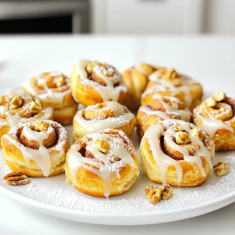 - 1 can refrigerated cinnamon roll dough (8 rolls) - 1/4 cup brown sugar - 1 teaspoon ground cinnamon - 2 tablespoons melted butter - 1/2 cup icing (included with the cinnamon rolls) - Optional: 1/4 cup chopped nuts (walnuts or pecans) You need just a few simple items to make air fryer cinnamon roll bites. First, grab a can of refrigerated cinnamon roll dough. It has eight rolls, perfect for sharing. Next, use a 1/4 cup of brown sugar. This adds a rich sweetness to our bites. You will also need 1 teaspoon of ground cinnamon for that warm, spicy flavor. Melt 2 tablespoons of butter. The butter will help the cinnamon sugar stick to the dough. The icing included in the cinnamon rolls is essential for drizzling on top. If you want extra crunch, add 1/4 cup of chopped nuts, like walnuts or pecans. You can skip the nuts if you prefer a classic taste. With these ingredients ready, you can create a tasty snack. They are easy to find and fun to use. First, preheat your air fryer to 350°F (175°C). This step makes sure the bites cook evenly and get nice and golden. Open the can of cinnamon rolls. Separate the dough into 8 pieces. Place each piece on a clean surface and flatten it slightly. In a bowl, mix together 1/4 cup of brown sugar and 1 teaspoon of ground cinnamon. This mix adds that sweet, warm flavor we love. Next, brush the flattened dough with 2 tablespoons of melted butter. Sprinkle about 1 teaspoon of the cinnamon sugar mixture on each piece. If you like nuts, add some chopped walnuts or pecans for extra crunch. Roll the dough back into a ball, sealing in the sweet filling. Form each piece into bite-sized balls. Place the cinnamon roll bites in the air fryer basket. Make sure they are not touching. Cook them for 8 to 10 minutes. They should be golden brown and puffy when done. Enjoy the smell that fills your kitchen as they cook! To ensure even cooking, remember to space the cinnamon roll bites in the air fryer. If they touch, they won’t cook well. Each bite needs room to rise and crisp up. Different air fryer models can cook at different speeds. If your air fryer runs hot, check your bites earlier. Start with 8 minutes and add time as needed. Use a toothpick to test for doneness. For a beautiful serving platter, arrange the bites in a circle or a fun design. Dust them lightly with powdered sugar for a sweet touch. You can also serve them with maple syrup or cream cheese dip on the side. This adds extra flavor and fun for dipping. If your bites aren't rising, check the dough. Sometimes, it may need more time to puff up. You can also try preheating the air fryer longer to get it hotter. To avoid a burnt exterior, keep a close eye on the bites as they cook. If they look too brown, reduce the time or lower the heat slightly. Always trust your senses—look for a golden color and a soft touch. {{image_2}} You can easily change the flavor of your cinnamon roll bites. Try adding different spices like nutmeg or ginger to the brown sugar mix. These spices give your bites a warm and cozy taste. You can also add chocolate chips inside the dough for a sweet twist. Just sprinkle them over the dough after you brush on the melted butter. This makes a fun treat for chocolate lovers. If you want to switch things up, use biscuit dough instead of cinnamon roll dough. Biscuit dough gives a flakier texture that some may prefer. It cooks quickly and offers a new take on the classic. For those needing gluten-free options, look for gluten-free biscuit dough in stores. It’s just as easy to work with and tastes great too. You can make your cinnamon roll bites vegan by using plant-based butter and dairy-free icing. These swaps keep the lovely taste while catering to different diets. If you want to lower sugar, use a sugar substitute in place of brown sugar. This way, you can enjoy your treat without all the extra sweetness. To keep your cinnamon roll bites fresh, store them in an airtight container. Place a paper towel in the container to absorb moisture. This helps them stay soft. You can keep them at room temperature for up to two days. If you want them to last longer, refrigerate them for up to a week. To reheat, the air fryer works best. Preheat it to 350°F (175°C). Place the bites in the basket for about 3-5 minutes. This will make them warm and crispy again. If you use a microwave, heat them for about 10-15 seconds. Be careful not to overheat, or they might get tough. Yes, you can freeze these bites! To freeze, let them cool completely first. Then, place them in a single layer on a baking sheet. Freeze for about an hour until firm. After that, transfer them to a freezer-safe bag. They can last up to three months in the freezer. When you’re ready to eat, thaw them in the fridge overnight. Reheat using the air fryer or microwave as mentioned. Yes, you can use homemade dough. Make sure it is soft and easy to work with. Roll out your dough to about 1/4 inch thick. Use the same filling mix of brown sugar and cinnamon. Cut the dough into small squares before rolling. This gives you the same tasty flavor. These bites last about 2-3 days when stored in an airtight container. Keep them at room temperature. For longer freshness, you can refrigerate them. Just remember to eat them quickly; they taste best fresh! Yes, you can bake them in the oven. Preheat your oven to 350°F (175°C). Place the rolled bites on a baking sheet lined with parchment paper. Bake for 10-12 minutes. Check for golden brown color to know when they are ready. Look for air fryers with a basket size of at least 3.5 quarts. This size works well for these bites. Models like the Philips Airfryer or the Cosori Pro offer great features. They cook evenly and let you make more snacks at once. In this blog post, I covered how to make tasty air fryer cinnamon roll bites. You learned about the simple ingredients, step-by-step cooking guide, and helpful tips. Remember, you can customize the bites with spices or even try different dough. Having fresh bites is easy with proper storage and reheating methods. I hope you feel excited to try this recipe, share it with friends, and enjoy these delightful treats!