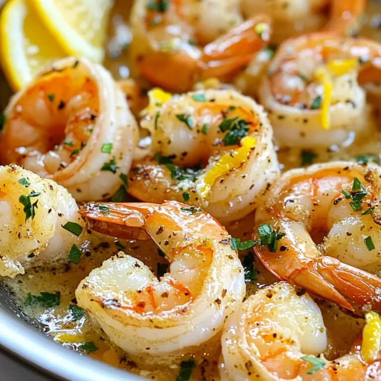 - 1 lb large shrimp, peeled and deveined - 4 tablespoons unsalted butter - 4 cloves garlic, minced - 1 tablespoon fresh parsley, chopped - 1 tablespoon fresh basil, chopped - 1 teaspoon lemon zest - 2 tablespoons lemon juice - 1/2 teaspoon red pepper flakes (optional) - Salt and pepper to taste - Fresh lemon wedges for serving The key to this dish is fresh ingredients. I love using large shrimp because they cook evenly and have a great texture. The unsalted butter gives a rich flavor that blends well with the garlic. Fresh herbs like parsley and basil add a nice touch and bring brightness to the dish. If you don't have large shrimp, feel free to use medium shrimp. You can also use frozen shrimp, but be sure to thaw them first. If you lack fresh herbs, dried herbs can work in a pinch. Use one-third of the amount when substituting. For a dairy-free version, swap the butter for olive oil. - Calories: 300 - Protein: 25g - Fat: 20g - Carbohydrates: 2g - Fiber: 0g - Sugar: 0g This dish is high in protein and low in carbs, making it a great option for a quick meal. The healthy fats from the butter also help keep you satisfied. Enjoy this dish with a fresh salad or steamed veggies for a well-rounded meal. {{ingredient_image_1}} 1. Heat a large skillet over medium heat. Add 4 tablespoons of unsalted butter. Let it melt until bubbly. 2. Once the butter is melted, add 4 minced garlic cloves. Sauté them for about 30 seconds. They should smell great, but don't let them burn. 3. Turn the heat to medium-high. Add 1 pound of peeled and deveined shrimp. Cook them for about 2-3 minutes on one side. You want them to turn pink. 4. Flip the shrimp over. Sprinkle on 1 tablespoon each of chopped parsley and basil. Add 1 teaspoon of lemon zest, red pepper flakes (if you like heat), salt, and pepper. Cook for another 2-3 minutes. The shrimp should be fully cooked and opaque. 5. Drizzle 2 tablespoons of lemon juice over the shrimp. Stir it all together and let it cook for one more minute. This helps combine all the flavors. 6. Take the skillet off the heat. Serve the shrimp right away, garnished with fresh lemon wedges. - Prep Time: 10 minutes - Total Time: 15 minutes - Cook Time: 5-6 minutes for the shrimp - Use medium heat for melting butter. Use medium-high heat for cooking shrimp. This will give you the best texture and flavor. - Make sure your shrimp are fresh or properly thawed. - Don't overcrowd the skillet. This helps the shrimp cook evenly. - Cook shrimp just until they are pink and opaque. Overcooking makes them rubbery. - Adjust the cooking time based on shrimp size. Larger shrimp may need a bit longer. - Always taste and adjust seasoning before serving. Your dish should balance flavors well. When making Garlic Herb Butter Shrimp, some errors can ruin your dish. 1. Burning the Garlic: Garlic can burn quickly. Sauté it just until fragrant. 2. Overcooking the Shrimp: Cook shrimp only until pink. Overcooked shrimp turn rubbery. 3. Not Using Fresh Herbs: Fresh herbs give the best flavor. Dried herbs will not work as well. To make your shrimp taste even better, try these tips: - Add Fresh Lemon Juice: Use fresh lemon juice instead of bottled. It brightens the dish. - Experiment with Herbs: Consider using thyme or dill. They add unique tastes. - Infuse the Butter: Add a pinch of garlic powder to the butter while melting. Using the right tools can make cooking easier and faster. - Large Skillet: A good skillet helps cook the shrimp evenly. - Spatula: Use a spatula for flipping the shrimp carefully. - Zester: A zester makes lemon zesting easy and quick. - Measuring Spoons: Accurate measurements help make the dish perfect. Pro Tips Use Fresh Ingredients: Fresh shrimp and herbs will give your dish the best flavor. Avoid frozen shrimp if possible for a more vibrant taste. Watch the Garlic: Sauté the garlic until just fragrant to prevent it from burning, which can create a bitter taste in your dish. Perfect Cooking Time: Cook shrimp just until they turn pink and opaque; overcooking can make them tough and rubbery. Enhance the Flavor: Adding a splash of white wine or a sprinkle of Parmesan cheese before serving can elevate the dish's flavor profile. {{image_2}} You can mix up the herbs in this dish. Try using thyme or oregano for a twist. You can also add dill for a fresh taste. If you love spicy food, toss in some smoked paprika. Each herb brings its own flavor, making your dish unique. Pair your shrimp with a side of rice or quinoa. Both soak up the garlic herb butter well. You can also serve it with a crisp salad or steamed veggies. These sides balance the rich shrimp and add color to your plate. A crusty bread is great too for dipping in the buttery sauce. If you like heat, add more red pepper flakes. For a milder taste, skip them altogether. You can also use a pinch of cayenne pepper for a different kind of heat. Always taste as you go, and adjust to your liking. This way, your dish will fit your spice level perfectly. To keep your Garlic Herb Butter Shrimp fresh, use an airtight container. Place the shrimp in the container and cover it tightly. Store it in the fridge for up to two days. This helps maintain flavor and texture. Avoid leaving it out at room temperature for long. When you want to enjoy the leftovers, reheat them gently. You can use a skillet over low heat. Add a splash of water or broth to keep them moist. Heat for about five minutes, stirring often. This method prevents overcooking and keeps the shrimp tender. If you need to store the shrimp longer, freezing is a good option. Place the shrimp in a freezer-safe bag. Remove as much air as possible before sealing. You can freeze them for up to three months. When ready to eat, thaw the shrimp in the fridge overnight before reheating. This keeps the shrimp safe and tasty. I recommend using large shrimp. They have a nice texture and cook well. You can find them fresh or frozen. If using frozen shrimp, make sure to thaw them first. Look for shrimp that are peeled and deveined. This saves time and makes cooking easier. Yes, you can. However, shrimp taste best when fresh. If you want to prep ahead, cook the shrimp and store them in the fridge. Reheat gently before serving to avoid overcooking. You can also prep the garlic and herbs in advance. This way, you save time when you are ready to cook. Shrimp cook fast. They turn pink and opaque when done. Cook them for about 2-3 minutes on each side. If they curl into a "C" shape, they are ready. Avoid cooking them too long. Overcooked shrimp become tough and rubbery. Always watch closely while cooking! This blog post covered the essentials for making garlic herb butter shrimp. We explored the ingredients, cooking steps, and tips for perfect results. Plus, we reviewed ways to store leftovers and answered common questions. Remember, cooking shrimp is simple. Use fresh herbs and adjust spices to your taste. Now, you’re ready to enjoy a delicious meal. Happy cooking!