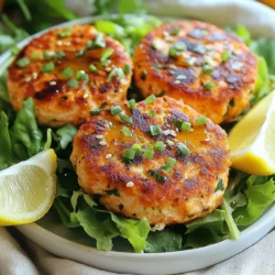 To make Honey Mustard Salmon Patties, gather these simple ingredients: - 1 can (14 oz) wild-caught salmon, drained and flaked - 1/4 cup breadcrumbs (preferably whole wheat) - 2 tablespoons honey - 1 tablespoon Dijon mustard - 1 tablespoon mayonnaise - 1/4 cup green onions, finely chopped - 1 egg, beaten - 1 teaspoon garlic powder - 1/2 teaspoon black pepper - 1 teaspoon salt - 2 tablespoons olive oil (for frying) These items create a tasty mix that is easy to work with. If you need to swap out any items, here are some ideas: - Salmon: You can use canned tuna or fresh salmon for a twist. - Breadcrumbs: Oats or crushed crackers work well if you're out of breadcrumbs. - Honey: Maple syrup can replace honey for a different flavor. - Dijon Mustard: Yellow mustard is a good substitute if Dijon is not available. - Mayonnaise: Greek yogurt can add creaminess and cut calories. - Green Onions: Chopped regular onions or shallots can be used instead. These swaps keep the recipe flexible and fun. Each serving of Honey Mustard Salmon Patties offers great nutrition. Here&rsquo;s a rough breakdown: - Calories: About 250 per serving - Protein: 20 grams, thanks to the salmon - Fat: 15 grams, mainly from olive oil and mayonnaise - Carbohydrates: 10 grams, mostly from breadcrumbs - Fiber: 1 gram, if whole wheat breadcrumbs are used This dish is a balanced choice for a meal or snack. Enjoy the flavors while feeling good about your food choices! {{ingredient_image_1}} To start, gather all your ingredients. You will need canned salmon, breadcrumbs, honey, Dijon mustard, mayonnaise, green onions, an egg, garlic powder, black pepper, and salt. This recipe is simple and takes just 15 minutes to prep. You can also make it in about 30 minutes from start to finish. 1. First, drain the can of salmon and flake it into a large bowl. 2. Add the breadcrumbs, honey, Dijon mustard, mayonnaise, and chopped green onions to the bowl. 3. Next, beat the egg in a separate bowl and add it to the mixture. 4. Sprinkle in the garlic powder, black pepper, and salt. 5. Use your hands to mix everything well until it forms a sticky blend. 6. Shape the mixture into small patties, about 2 to 3 inches wide. You will make around 8 patties. 7. Heat 2 tablespoons of olive oil in a large skillet over medium heat. 8. Once the oil is hot, carefully place the patties in the skillet. 9. Fry for about 4 to 5 minutes on each side. You want them golden brown and crispy. 10. After cooking, place the patties on a plate lined with paper towels to soak up extra oil. - Total cooking time is about 30 minutes. - For best results, ensure the oil is hot before adding the patties. - If you want extra flavor, add more green onions or spices to the mix. - Serve the patties on a bed of greens and drizzle with honey mustard dressing. To cook your Honey Mustard Salmon Patties evenly, follow these tips: - Use a consistent patty size. Aim for 2-3 inches in diameter. This helps them cook at the same rate. - Preheat your skillet. This ensures a nice sear right away. A hot pan keeps the patties from sticking. - Don&rsquo;t overcrowd the pan. Fry in batches if needed. This allows each patty to get enough heat. Crispy patties are key to a great texture. Here&rsquo;s how to get that perfect crunch: - Use enough oil. Coat the skillet with olive oil. This helps the patties fry instead of steam. - Don&rsquo;t flip too soon. Wait until the bottom is golden brown. This takes about 4-5 minutes. - Press down lightly. When frying, gently press the patties. This helps them get crispy all over. Pair your salmon patties with tasty sides or sauces for a complete meal. Here are some ideas: - Fresh salad. Serve on a bed of mixed greens. Add a drizzle of honey mustard dressing. - Roasted veggies. Try carrots or broccoli on the side. They add color and nutrition. - Dipping sauces. Serve with extra honey mustard, tartar sauce, or a zesty yogurt dip. Each adds a fun twist. Pro Tips Keep it Moist: Adding a bit more mayonnaise or a splash of lemon juice can enhance the moisture of the patties, ensuring they stay juicy while cooking. Chill Before Cooking: Allowing the formed patties to chill in the refrigerator for about 30 minutes before frying helps them hold their shape better. Perfect Pancakes: For a crispier exterior, consider adding a tablespoon of cornmeal to the breadcrumb mixture for added texture. Flavor Variations: Experiment with different herbs and spices, such as dill or smoked paprika, to create unique flavor profiles for your patties. {{image_2}} You can make these salmon patties even better by adding veggies. Chopped bell peppers or carrots work well. Spinach or zucchini can add moisture and flavor. You can also swap salmon for other protein sources. Try canned tuna or even cooked chickpeas for a different taste. These changes keep each meal unique. If you want a gluten-free option, use gluten-free breadcrumbs. Almond flour is another great substitute. Both options work well in binding the patties. You can even skip the breadcrumbs altogether. Just add an extra egg to help hold everything together. This makes the dish friendly for everyone. Want to spice things up? Add a pinch of cayenne pepper for heat. Paprika gives a nice smoky flavor. You can also try fresh herbs like dill or parsley. They add freshness and depth to the taste. Mix and match spices to find your favorite blend. Each tweak brings something special to the table. To store leftover honey mustard salmon patties, place them in an airtight container. Keep them in the fridge. They stay fresh for up to three days. Make sure they cool down first. This helps retain their texture and flavor. When you're ready to eat your leftovers, reheat them in a skillet. Use medium heat and add a splash of oil to prevent sticking. Heat each side for about 3 minutes until warm. You can also use an oven. Set it to 350&deg;F (175&deg;C) and bake for 10-12 minutes. This method keeps them crispy. You can freeze salmon patties for later. First, let them cool completely. Then, place them in a single layer on a baking sheet. Freeze for about an hour. Once frozen, transfer them to a freezer bag. Remove as much air as possible. They can last for up to two months. When ready to eat, thaw them overnight in the fridge before reheating. Yes, you can use fresh salmon instead of canned. Just cook the fresh salmon first. You can bake, grill, or steam it. Once cooked, flake it into small pieces. This option gives you a fresher taste. It also allows you to control the seasoning. Fresh salmon can be a bit more costly, but it&rsquo;s worth it for the flavor. To make the patties less oily, reduce the olive oil in the pan. Start with less oil and add more if needed. You can also use a non-stick skillet, which helps to fry without much oil. Another tip is to drain the patties on paper towels right after cooking. This helps remove excess oil. You can also bake the patties instead of frying them for a lighter option. These patties pair well with many sides. Try serving them on a bed of fresh greens. A light salad with lemon dressing works great too. You can also add roasted vegetables or sweet potato fries. For a dipping sauce, mix honey and Dijon mustard together. This adds extra flavor and ties everything together. Enjoy experimenting with different sides! In this post, we explored how to make delicious Honey Mustard Salmon Patties. We covered the key ingredients and their swaps, plus provided nutrition facts. You learned step-by-step cooking instructions and tips for great results. We shared ideas for variations and discussed how to store leftovers safely. Remember, cooking is fun! Experiment with flavors and ingredients. Enjoy your tasty salmon patties and share them with friends.