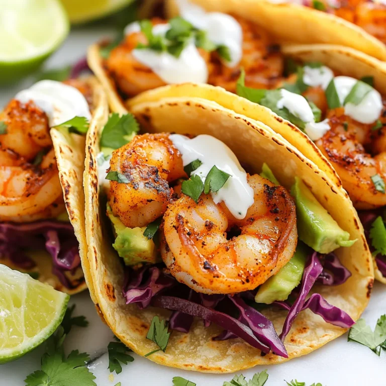 To make Cajun shrimp tacos, you need a few key ingredients: - 1 lb large shrimp, peeled and deveined - 2 tablespoons Cajun seasoning - 1 tablespoon olive oil - 8 small corn tortillas - 1 cup red cabbage, shredded - 1 avocado, sliced - ½ cup cilantro, chopped - 1 lime, cut into wedges - Salt to taste These ingredients form the base of your tasty tacos. The shrimp brings protein, while the Cajun seasoning adds that bold, spicy kick. You can customize your tacos with extra toppings: - ½ cup sour cream or Greek yogurt - Additional lime wedges - Hot sauce for a spicy kick These toppings enhance flavor and add creaminess. Feel free to mix and match based on what you like. Here are some tools that will help you make these tacos: - Large skillet for cooking shrimp - Bowl for mixing shrimp and seasoning - Tongs for flipping shrimp - Spatula for toasting tortillas - Cutting board and knife for chopping veggies Using the right tools makes cooking easier. It also helps ensure that your tacos are made perfectly! {{ingredient_image_1}} Start by washing the shrimp. Remove the shells and veins. In a bowl, add the shrimp with Cajun seasoning. Sprinkle in a pinch of salt. Toss the shrimp well to coat them. Make sure each shrimp has seasoning on it. This makes the flavor pop. Next, heat olive oil in a large skillet. Use medium-high heat for this. Once the oil is hot, add the seasoned shrimp. Cook them for 2-3 minutes on each side. You want them to turn pink and opaque. This means they are done. When finished, remove them from the heat and set them aside. While the shrimp cooks, toast the corn tortillas. You can use a separate skillet or a flame. If using a skillet, heat it over medium. Toast each tortilla for a few seconds on each side. They should be warm and soft. This step adds a nice flavor to the tacos. Now it’s time to put everything together. Take a warm tortilla and place a few shrimp inside. Add shredded red cabbage on top for crunch. Next, add sliced avocado for creaminess. Finish with chopped cilantro for freshness. Serve the tacos with lime wedges on the side. If you like, drizzle sour cream or Greek yogurt on top. To cook shrimp just right, start with fresh, peeled shrimp. Use Cajun seasoning to give them a bold taste. Heat olive oil in a pan over medium-high heat. Once the oil is hot, add the shrimp. Cook them for 2-3 minutes on each side. Shrimp should turn pink and opaque when done. Remove them from heat right away. Overcooking makes shrimp tough and chewy. Toasting tortillas adds flavor and texture. You can do this on a skillet or directly over a flame. If using a skillet, heat it on medium. Place the tortilla in the pan for a few seconds. Flip it over and toast the other side. For a flame, hold the tortilla with tongs. Toast for just a few seconds on each side. Aim for warm and pliable, not burnt. You can make your tacos even tastier. Consider adding sliced jalapeños for heat or diced tomatoes for freshness. A drizzle of lime juice brightens the flavors. If you like creaminess, add sour cream or Greek yogurt. Fresh herbs like cilantro boost the taste too. Mix and match to find your favorite combination. Enjoy the fun of creating your perfect taco! Pro Tips Tip for Freshness: Always use fresh shrimp for the best flavor and texture. Frozen shrimp can be used but make sure to thaw them properly before seasoning. Tip for Spice Level: Adjust the amount of Cajun seasoning based on your spice tolerance. Start with a little less if you're sensitive to heat, and add more if you like it spicy! Tip for Tortilla Texture: Lightly toasting the tortillas enhances their flavor and makes them more pliable for folding. Don't skip this step! Tip for a Tasty Topper: Experiment with toppings! Adding diced tomatoes, jalapeños, or a squeeze of extra lime can elevate the flavor of your tacos. {{image_2}} You can swap shrimp for other proteins. Chicken works great with Cajun spice. Use about 1 pound of boneless chicken thighs. Cook them the same way as shrimp. Fish, like tilapia or mahi-mahi, is also a good choice. Just season and cook until flaky. Tofu can be a nice option too. Press and cube it, then sauté with Cajun seasoning. Each protein brings a unique twist to your tacos. To make these tacos vegetarian, use black beans or lentils. They add protein and a hearty texture. Season them with Cajun spice for a kick. Grilled vegetables, like bell peppers and zucchini, also work well. Just toss them in olive oil and spices, then grill until tender. You can even use cauliflower. Roast it until golden, and it will absorb flavors well. Adjusting the heat is easy. If you want milder tacos, use less Cajun seasoning. You can also mix in some paprika for flavor without the heat. For those who love spice, add cayenne pepper or a splash of hot sauce. You can also serve with sliced jalapeños as a topping. This way, everyone can enjoy their tacos just how they like. To keep your leftover tacos fresh, store them in the fridge. Place the shrimp and toppings in separate airtight containers. This helps prevent sogginess from the tortillas. You can store the shrimp for up to three days. The tortillas should be kept with a paper towel to absorb moisture. When it's time to enjoy your leftovers, reheat the shrimp in a skillet. Heat it over medium heat for about two to three minutes. This helps keep the shrimp juicy. For the tortillas, you can warm them in a dry skillet for about 30 seconds on each side. This will make them soft and tasty again. The shrimp can last in the fridge for three days after cooking. Red cabbage stays fresh for about five to seven days. Keep the avocado in the fridge, but only slice it right before using. Avocado turns brown quickly. If you store your cilantro in a jar of water in the fridge, it can last up to two weeks. Always check your ingredients for freshness before cooking. Yes, you can use frozen shrimp for this dish. Just make sure to thaw the shrimp first. Place the shrimp in cold water for about 15-20 minutes. This helps them cook evenly. After thawing, peel and devein if needed. Then, coat them with Cajun seasoning as you would with fresh shrimp. Corn tortillas are the best choice for Cajun shrimp tacos. They add a nice flavor and texture. Plus, they hold the shrimp and toppings well. You can use small tortillas for easier eating. If you want a different option, try flour tortillas. They are soft and tasty too. Yes, you can prepare the shrimp ahead of time. Season the shrimp and keep them in the fridge for up to 24 hours. This saves time when you are ready to cook. Just remember to cook them right before serving. This keeps them fresh and tasty. Cajun shrimp tacos are a fun and tasty dish. We covered all the key parts: ingredients, step-by-step cooking, and tips. You learned about main ingredients, coatings, and cooking methods. The variations show you can switch things up easily. With our storage advice, leftovers are no problem. In the end, these tacos are a great meal for any day. They are easy to make and full of flavor. Enjoy your cooking and flavor adventure!