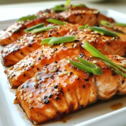 To make Sweet Thai Chili Salmon, you will need: - 4 salmon fillets (6 oz each) - 1/4 cup sweet Thai chili sauce - 1 tablespoon soy sauce - 1 tablespoon fresh lime juice - 2 cloves garlic, minced - 1 teaspoon grated ginger - 1 tablespoon sesame oil - Salt and pepper to taste - 2 green onions, sliced (for garnish) - 1 tablespoon sesame seeds (for garnish) If you can't find sweet Thai chili sauce, try using a homemade mix of ketchup and honey. For soy sauce, tamari works well if you're avoiding gluten. You can replace lime juice with lemon juice for a different taste. Fresh garlic and ginger add great flavor, but you can use garlic powder and ground ginger in a pinch. Using fresh ingredients makes a big difference in flavor. Fresh salmon tastes better and has a lovely texture. Fresh garlic and ginger give a bright taste that enhances the dish. Fresh lime juice adds a zesty kick that balances the sweetness of the chili sauce. When you use the freshest ingredients, you ensure a delicious meal every time. {{ingredient_image_1}} To start, gather your ingredients. In a small bowl, mix the sweet Thai chili sauce, soy sauce, lime juice, minced garlic, and grated ginger. Whisk until everything blends well. This sauce gives the salmon its sweet and spicy kick. Next, place the salmon fillets in a shallow dish or a resealable plastic bag. Pour the marinade over the salmon, ensuring each piece is well-coated. Cover the dish or seal the bag. Refrigerate for at least 30 minutes. For a deeper flavor, marinate for up to 2 hours. While the salmon marinates, preheat your oven to 400°F (200°C). Line a baking sheet with parchment paper. This helps with easy cleanup. After marinating, take the salmon out and place it skin-side down on the baking sheet. Drizzle with sesame oil and season with salt and pepper. Bake the salmon for 12-15 minutes. It’s done when it flakes easily with a fork. If you like, you can thicken the leftover marinade by simmering it in a small saucepan. This makes a tasty glaze to drizzle on top. Marinating adds flavor and moisture to the salmon. Here are some tips to get the best results: - Timing Matters: 30 minutes is good, but longer gives better flavor. - Use Fresh Ingredients: Fresh garlic and ginger enhance the taste. - Even Coating: Make sure every piece of salmon is coated well. This helps the flavors soak in. Baking salmon can be easy, but a few tips help you achieve perfection: - Watch the Time: Check the salmon at 12 minutes. Ovens vary, so adjust if needed. - Skin-Side Down: This helps keep the salmon moist and adds flavor. - Don’t Overcook: Salmon is best when it’s just cooked through. It should still be pink inside. Using these steps, your Sweet Thai Chili Salmon will shine on the dinner table. Enjoy your cooking adventure! To boost the flavor of Sweet Thai Chili Salmon, use fresh ingredients. Fresh lime juice adds a bright taste. Minced garlic and grated ginger bring warmth to the dish. You can also add a touch of honey for added sweetness. Try mixing in a bit of red pepper flakes for heat. This will make your salmon stand out even more! One common mistake is overcooking the salmon. Keep an eye on the time. Salmon can dry out quickly. Another mistake is skipping the marinating step. The marinade gives the salmon its bold flavor. Make sure to coat the salmon well and let it sit in the fridge. Avoid using too much salt in the marinade. The soy sauce already adds saltiness. To check if your salmon is done, look for color. It should turn from bright pink to opaque. Use a fork to check if it flakes easily. If it does, it's ready! The internal temperature should reach 145°F (63°C). If you don’t have a thermometer, the fork test works great. With these tips, your Sweet Thai Chili Salmon will be a hit! Pro Tips Marinate for Maximum Flavor: Allow the salmon to marinate for at least 1 hour, or up to 2 hours, to enhance the flavors of the sweet Thai chili sauce and other ingredients. Check for Doneness: To ensure your salmon is perfectly cooked, use a fork to gently flake the thickest part of the fillet. It should easily flake apart and appear opaque. Use Fresh Ingredients: Fresh garlic and ginger will give your marinade a vibrant flavor. If you can, use freshly squeezed lime juice instead of bottled for the best taste. Garnish for Presentation: Don't skip the green onions and sesame seeds! They add a nice crunch and visual appeal to the dish, making it look restaurant-quality. {{image_2}} You can switch up the marinade to fit your taste. Try a honey garlic mix for a sweet twist. Just mix honey, minced garlic, soy sauce, and a squeeze of lime. Another option is a spicy sriracha marinade. Use sriracha, honey, soy sauce, and rice vinegar for a kick. For a fresh take, mix coconut milk, lime, and cilantro. This adds a tropical vibe to your salmon. Sweet Thai chili salmon pairs well with many sides. Serve it with jasmine rice to soak up the sauce. You can also add steamed broccoli for crunch and color. If you want something lighter, try a cucumber salad. A simple dressing of lime juice and salt works great. For a filling meal, serve it with quinoa and roasted veggies. The flavors blend nicely and make a balanced plate. To make this dish gluten-free, use tamari instead of soy sauce. It gives a similar taste without gluten. For a low-carb option, skip the rice and focus on veggies. You can add zucchini noodles or cauliflower rice instead. These options keep your meal light but still filling. Enjoy the same great flavors without the carbs! After enjoying your Sweet Thai Chili Salmon, you may have some left. To keep it fresh, let it cool to room temperature first. Then, wrap the salmon tightly in plastic wrap or place it in an airtight container. Store it in the fridge for up to three days. Keeping it sealed helps prevent it from drying out. When you're ready to enjoy leftover salmon, reheating correctly is key. Preheat your oven to 350°F (175°C). Place the salmon on a baking sheet and cover it with foil. Heat for about 10 minutes, or until warm. This method keeps the salmon moist and tasty. You can also use a microwave, but be careful not to overheat it. Heat in short bursts of 30 seconds, checking often. If you want to keep leftover salmon longer, freezing is a great option. Wrap each piece tightly in plastic wrap, then place them in a freezer bag. Press out as much air as possible before sealing. This helps prevent freezer burn. You can freeze the salmon for up to three months. When ready to eat, thaw overnight in the fridge before reheating. Yes, you can use frozen salmon. Just ensure you thaw it first. Place the salmon in the fridge overnight or run it under cold water. Once thawed, follow the recipe as normal. The sweet Thai chili sauce will still pack a punch! You can serve many sides with this dish. Here are a few ideas: - Steamed rice - Quinoa - Stir-fried vegetables - A fresh green salad - Roasted sweet potatoes These sides will balance the flavors well and make your meal complete. For thicker fillets, increase the baking time. Add about 2-4 minutes for each extra half inch of thickness. Always check for doneness by using a fork. The salmon should flake easily when fully cooked. If you have a thick piece, it may take up to 20 minutes. Adjusting the time ensures it cooks through without drying out. In this article, we explored the best ingredients and cooking steps for salmon. Fresh ingredients matter for taste and health. I shared tips for marinating and baking salmon perfectly. It’s easy to enhance flavor and avoid common mistakes. We also discussed fun variations and how to store leftovers. Remember, cooking salmon can be simple and rewarding. Enjoy trying these ideas, and have fun in the kitchen!