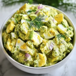 To make a delicious creamy avocado egg salad, you need a few simple ingredients. Here&rsquo;s the list: - 4 large eggs - 1 ripe avocado - 2 tablespoons Greek yogurt - 1 tablespoon Dijon mustard - 1 tablespoon lemon juice - 1/4 cup red onion, finely chopped - 1/4 cup celery, finely chopped - Salt and pepper to taste - Fresh dill or parsley for garnish These ingredients come together to create a tasty and healthy dish. The eggs provide protein, while the avocado adds creaminess and healthy fats. Greek yogurt gives a tangy taste and keeps the salad light. The mustard and lemon juice give it a zesty kick. The onions and celery add a nice crunch and flavor. You can mix and match some of these ingredients. For example, you can swap Greek yogurt for sour cream or use different herbs for garnish. This recipe is easy to adapt based on what you have in your kitchen. Enjoy this salad on its own, in a wrap, or on a bed of greens! {{ingredient_image_1}} 1. Start by placing the eggs in a pot. Cover them with cold water. 2. Bring the water to a boil over medium-high heat. 3. Once the water boils, cover the pot and remove it from heat. 4. Let the eggs sit for 10-12 minutes. This gives you hard-boiled eggs. 5. After that, transfer the eggs to a bowl of ice water. 6. Let them cool for about 5 minutes. This helps to peel them easily. 1. While the eggs cool, cut the avocado in half. 2. Remove the pit with a spoon or knife. 3. Scoop the avocado flesh into a large mixing bowl. 4. Use a fork to mash the avocado. You can make it smooth or chunky. 1. In the bowl, add Greek yogurt, Dijon mustard, and lemon juice. 2. Mix these together well. This forms your creamy base. 3. Once the eggs cool, peel them and chop them into small pieces. 4. Add the chopped eggs to the avocado mixture. 5. Gently fold in the chopped red onion and celery. 6. Season with salt and pepper to taste. 7. Mix thoroughly but gently to keep the eggs intact. 8. Finally, garnish with fresh dill or parsley for extra flavor. To get the best texture, you can choose between smooth or chunky avocado. If you like a creamy salad, mash the avocado well. Use a fork for a smooth blend. If you prefer chunks, mash gently. Leave some pieces intact for bite. When adding eggs, chop them into small pieces. Be careful not to mash them too much. This keeps your salad light and fluffy. Fold them gently into the avocado mix. Balancing the flavors is key. Start with salt and pepper. Taste as you mix. If you want more zing, add extra lemon juice. The Dijon mustard also adds a nice kick. Fresh herbs, like dill or parsley, bring bright flavor. Chop them finely and mix them in. This will elevate your salad even more. For serving, think about color and texture. Serve the creamy avocado egg salad on crisp lettuce. This adds crunch. You can also use whole grain wraps for a tasty meal. Another fun idea is to use avocado halves as bowls. Cut the avocado in half and fill each half with salad. This looks great and tastes amazing! Pro Tips Fresh Ingredients: Always use the ripest avocados and freshest eggs for the best flavor and creaminess. Customize Your Greens: Add spinach or arugula into the salad for an extra nutrient boost and flavor contrast. Perfect Egg Peeling: Using older eggs can make peeling easier. If your eggs are fresh, try cracking them gently before placing them in the ice bath. Serving Suggestions: For a delightful twist, serve the salad on toasted bread or with crackers for a satisfying crunch. {{image_2}} You can change the Greek yogurt for different options. Try using sour cream for a richer taste. Plain yogurt also works well if you want a lighter version. If you prefer a dairy-free option, substitute with silken tofu. It gives a creamy texture without dairy. Herbs can also add new flavors. Fresh basil or cilantro can brighten the dish. You might even try using chives for a mild onion flavor. Experiment with what you have on hand for a personal touch. Adding spices can enhance the taste of your salad. A pinch of cayenne pepper gives it a nice kick. You may also try smoked paprika for a smoky flavor. Hot sauce can be a fun addition for those who like heat. Just a few drops can transform the dish. Consider mixing in a little garlic powder for extra flavor. It adds depth without being overpowering. These simple additions can make your salad unique and exciting. You can serve this salad in many ways. Try it in a whole-grain wrap for a quick lunch. Stuff it into pita bread for a tasty snack. You can also serve it on crisp lettuce for a light salad option. Using avocado halves as bowls is a fun idea. Just fill them with the salad for a beautiful presentation. This makes your dish look appealing and adds to the flavor. Enjoy exploring these different styles! To store leftover creamy avocado egg salad, place it in an airtight container. This keeps it fresh and prevents odors from other foods. Make sure to seal the container well. If you have a lot, divide it into smaller portions. This makes it easy to grab for lunch or snacks. In the fridge, your creamy avocado egg salad lasts about 2 to 3 days. After that, the avocado may brown, and the salad might lose its great taste. Always check for any strange smells or colors before eating it. If it looks off, it&rsquo;s best to throw it away. You should not freeze avocado egg salad. Freezing changes the texture of the avocado. It can become mushy and watery once thawed. Instead, only make what you can eat in a few days. This way, you can enjoy the fresh taste and creamy texture. To hard-boil eggs well, start with fresh eggs. Place them in a pot and cover with cold water. Bring the water to a boil over medium-high heat. Once it boils, cover the pot and take it off the heat. Let it sit for 10 to 12 minutes. This method gives you firm whites and yolks. After cooking, cool the eggs in ice water for five minutes. This cooling step helps with easy peeling. Yes, you can use avocados that have brown spots. Look for the ones that are soft but not mushy. If the brown parts are small, you can cut them out. The green flesh is still good to eat. Make sure the avocado smells fresh. If it has a sour smell, it&rsquo;s best to throw it away. Yes, this recipe is great for meal prep. You can make it in advance and store it in the fridge. It stays fresh for up to three days. Just keep it in an airtight container. This salad is easy to grab for lunch or a snack. You can also serve it on toast or in a wrap. This blog post shared a simple, tasty avocado egg salad recipe. We covered essential ingredients and detailed steps for making it. You learned tips for achieving the right texture and seasoning. I also discussed variations to try, like ingredient swaps and serving styles. Finally, we looked at storage info and answered common questions. Now, you can enjoy this healthy dish anytime. It&rsquo;s easy to make and customize. Enjoy your cooking!