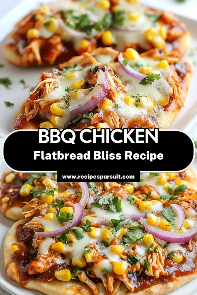 Discover this mouthwatering BBQ chicken flatbread pizza recipe that's perfect for a quick meal! This easy flatbread pizza recipe combines shredded chicken and delicious BBQ sauce for a homemade BBQ chicken pizza that's sure to impress. With just a few ingredients and 25 minutes, you can enjoy a pizza with BBQ sauce and chicken that's as tasty as it is simple. Save this recipe for your next pizza night! #BBQChicken #FlatbreadPizza #EasyRecipes #QuickMeals