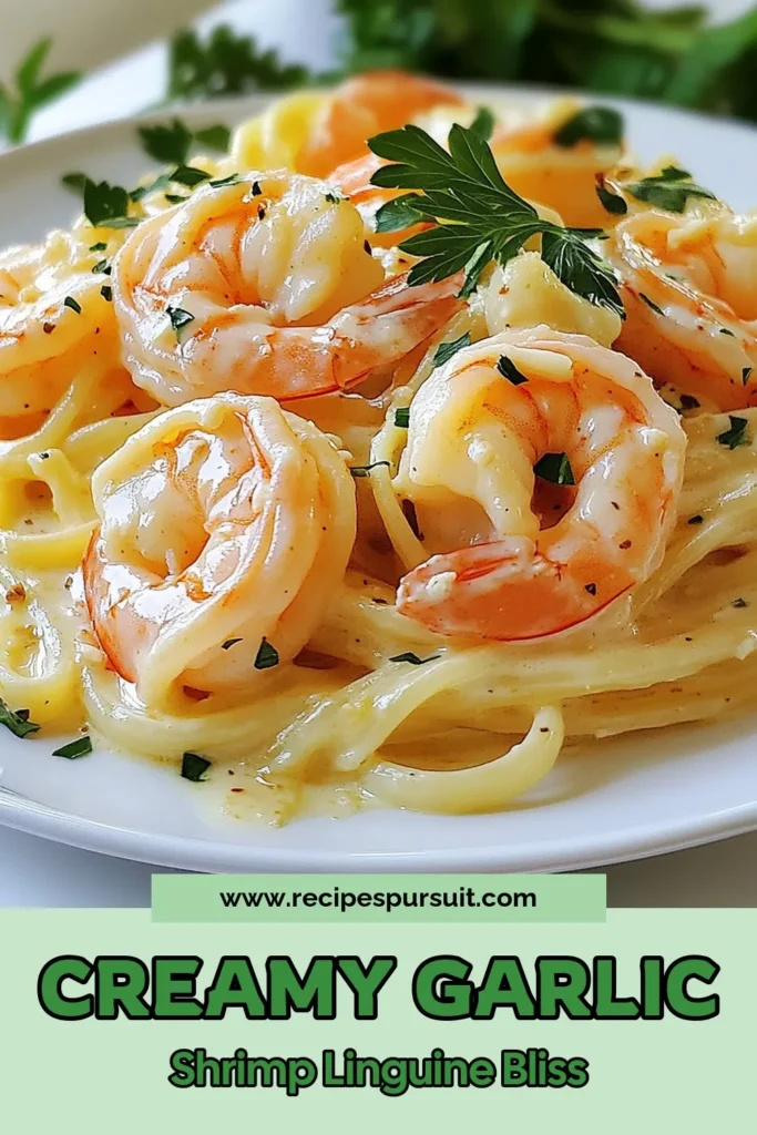 Indulge in this creamy garlic shrimp linguine, a delightful shrimp pasta recipe that brings restaurant-quality flavors to your home. This easy garlic shrimp dish features succulent shrimp tossed in a rich cream sauce and served over tender linguine. Perfect for a quick shrimp dinner recipe, it's sure to impress! Save this linguine with shrimp and cream recipe for your next meal! #ShrimpPasta #QuickDinner #PastaLovers #SeafoodRecipes