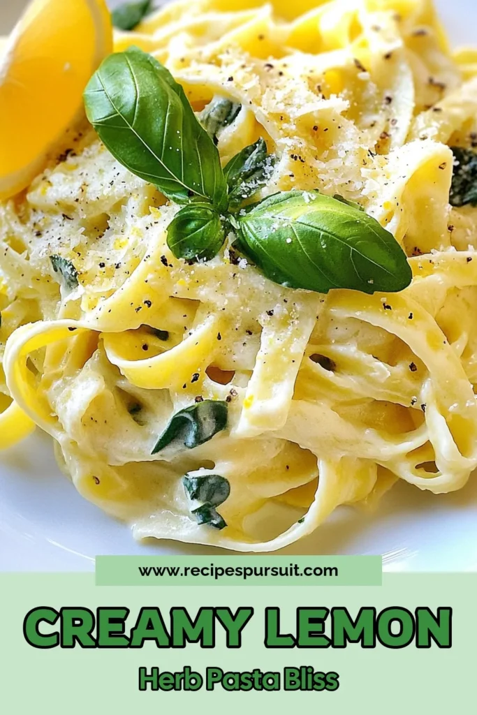 Indulge in this delightful creamy lemon herb pasta that's perfect for any occasion! This lemon garlic pasta recipe features fettuccine with spinach, creating a vibrant and flavorful dish. With a luscious lemon infused pasta sauce, it's one of the easiest creamy pasta dishes you'll ever make. Impress your family and friends with this simple recipe. Save this creamy lemon herb pasta recipe for your next meal! #PastaRecipes #EasyDinner #ComfortFood #CreamyPasta