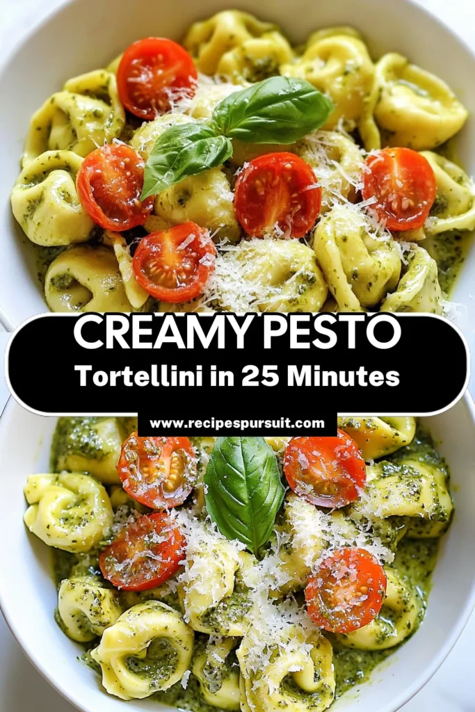 Indulge in this creamy pesto tortellini recipe that's perfect for a quick dinner! This easy tortellini dish combines cheese tortellini with delicious basil pesto pasta, cherry tomatoes, and a rich creamy sauce. Ideal for busy nights, this cheesy tortellini with tomatoes will impress your family and friends. Try this quick dinner recipe tonight and savor the flavor! Save this for later! #CreamyPestoTortellini #QuickDinnerRecipes #PastaLovers #EasyMeals