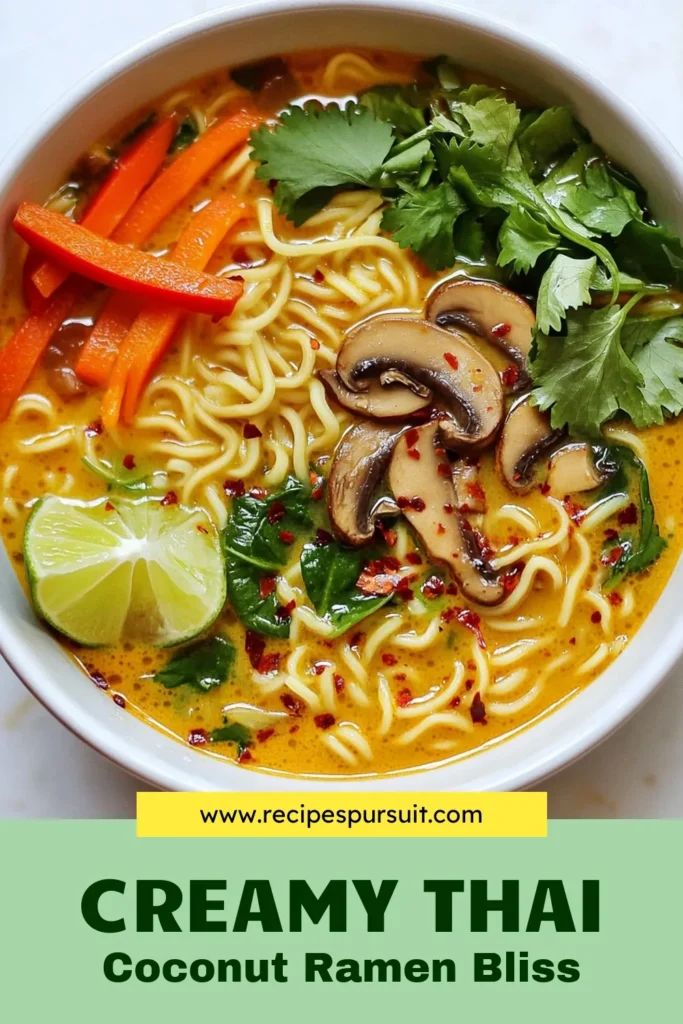 Discover the irresistible flavors of Thai coconut curry ramen, a delicious meal that brings together creamy coconut milk and vibrant vegetables in an easy ramen noodle soup! This coconut milk ramen recipe features spicy coconut curry noodles, perfect for a quick weeknight dinner. Ready in just 25 minutes, it's packed with nutrient-rich veggies for a healthy twist. Save this recipe and bring exotic tastes home! #thaicoconutcurry #ramennoodles #vegetablecurry #easymeals