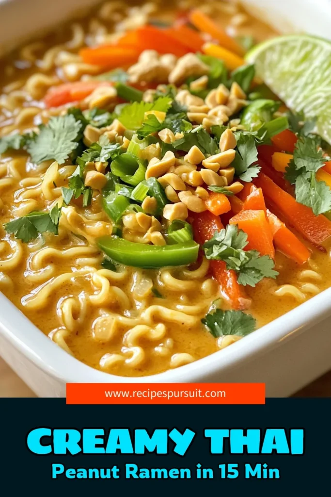 Craving a deliciously easy meal? Try this Tantalizing Thai Peanut Ramen recipe that's ready in just 15 minutes! With simple ingredients like creamy peanut butter, fresh veggies, and a hint of lime, this dish is not only quick but bursting with flavor. Perfect for a cozy dinner or a quick lunch, this recipe will impress everyone! Click to explore the full recipe and elevate your mealtime. #ThaiRamen #PeanutButterRecipes #QuickMeals #ComfortFood