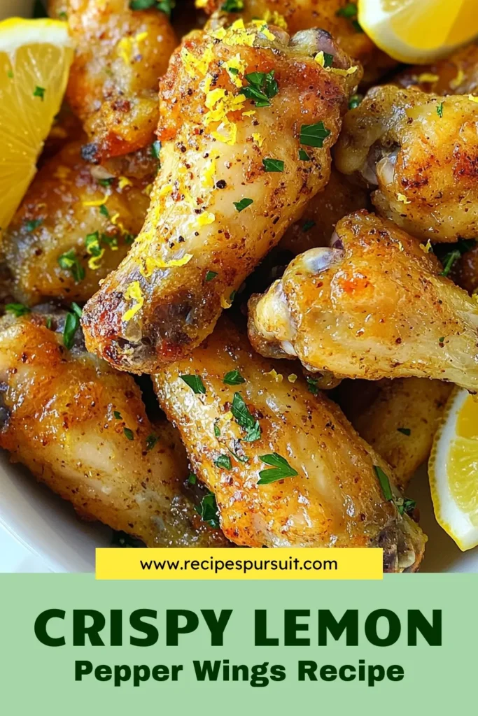 Indulge in these delicious Lemon Pepper Chicken Wings, a perfect addition to any gathering! This easy chicken wing recipe features crispy oven-baked wings tossed in zesty lemon and aromatic seasonings. Perfectly baked to golden perfection, these lemon garlic chicken wings will become your new go-to snack. Save this baked chicken wings recipe for your next event and impress your guests. Try it today! #LemonPepperChickenWings #EasyChickenWings #CrispyOvenBakedWings #LemonGarlicWings