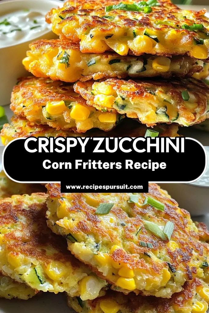 Discover the deliciousness of Zucchini Corn Fritters! These healthy vegetable fritters are perfect for a quick and easy meal. With their crispy texture and flavorful taste, this corn fritter recipe is gluten-free and can be made in just 30 minutes. Ideal for using up summer veggies, these easy zucchini recipes are a family favorite. Try making these mouthwatering fritters today! Save this recipe for later! #ZucchiniCornFritters #HealthyVegetableFritters #EasyZucchiniRecipes #CornFritterRecipe