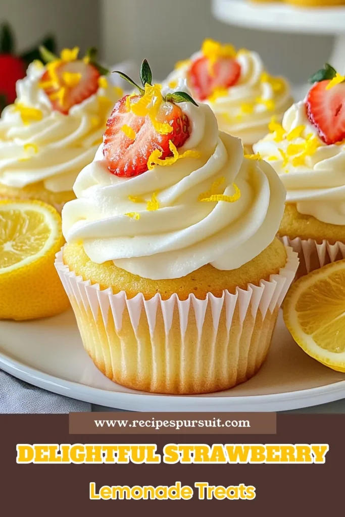 Indulge in the refreshing taste of summer with these Strawberry Lemonade Cupcakes! This delightful Strawberry Cupcake Recipe combines fresh strawberries and zesty lemon for a perfect treat. Whether you're hosting a party or craving a sweet snack, this Lemonade Cupcakes Recipe is a must-try. Enjoy these Fresh Strawberry Desserts that are sure to please! Save this Summer Cupcake Recipe for your next baking adventure! #StrawberryLemonade #CupcakeRecipe #SummerDesserts #BakingJoy
