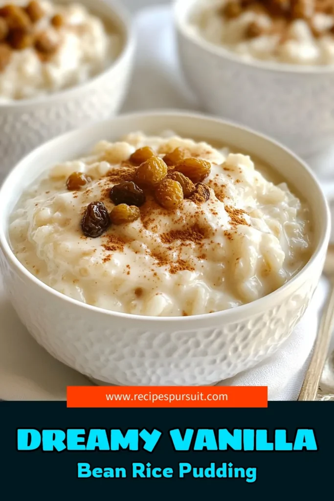 Indulge in this heavenly Vanilla Bean Rice Pudding that’s simple and delicious. This creamy rice pudding recipe features Arborio rice for a perfect texture, paired with coconut milk for extra richness. With an optional touch of raisins, this easy rice pudding with raisins is perfect for any occasion. Don’t miss out on this delightful Arborio rice dessert; save this recipe and treat yourself! #VanillaBeanRicePudding #RicePudding #DessertRecipe #ArborioRice