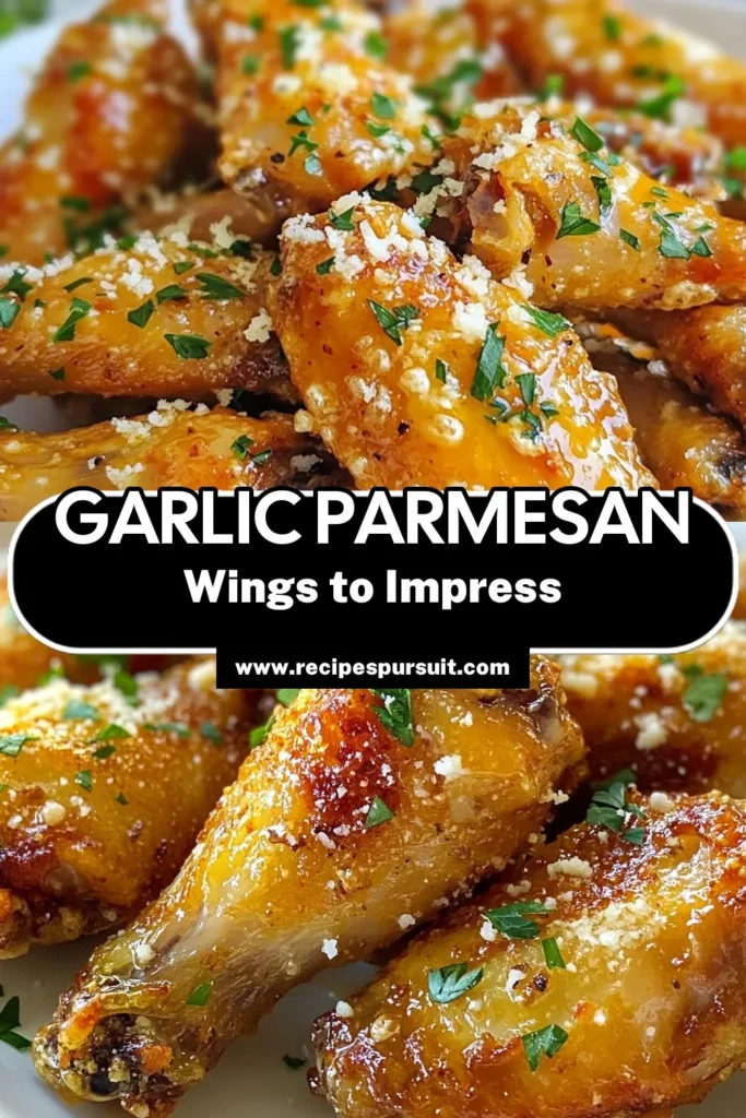 Craving a delicious snack? Try these Garlic Parmesan Chicken Wings! This baked chicken wings recipe guarantees crispy garlic wings with a flavorful blend of Parmesan cheese. Perfect for game day or a cozy night in, these easy chicken wing recipes will impress everyone. Simply toss, bake, and enjoy! Don’t forget to save this recipe for later! #ChickenWings #GarlicParmesan #EasyRecipes #BakedWings