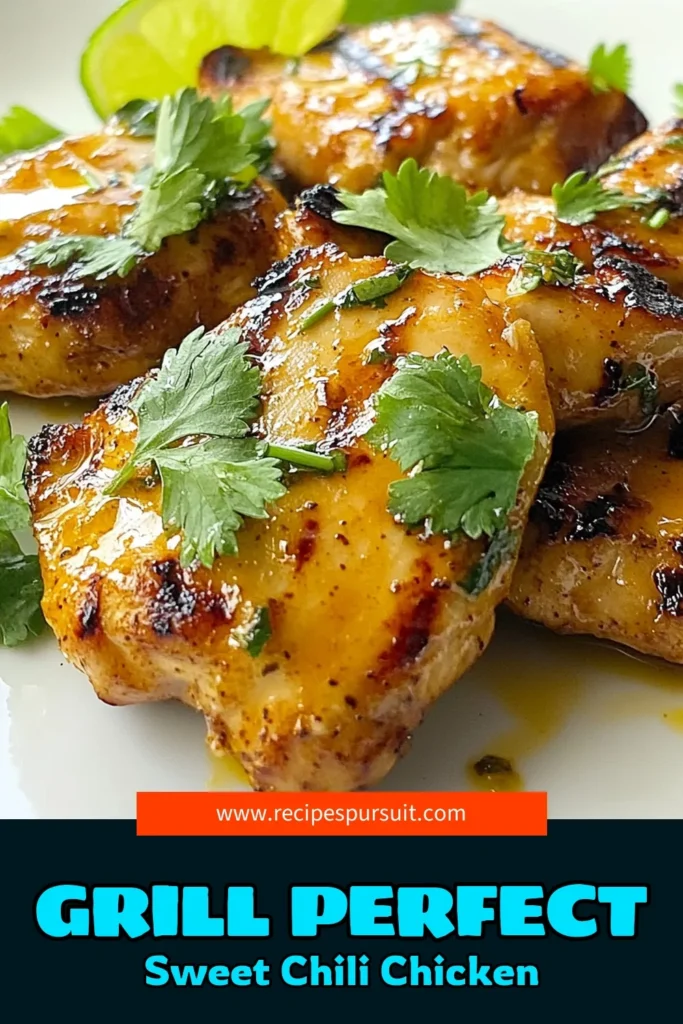 Discover the deliciousness of Sweet Chili Lime Chicken with this easy grilled chicken recipe! Perfect for a healthy dinner, this easy chicken marinade combines sweet chili sauce, zesty lime juice, and garlic for mouthwatering chili lime chicken breasts. Enjoy tender, flavorful grilled chicken that’s quick to make. Try this recipe tonight and impress your family! Save this for later! #GrilledChickenRecipe #HealthyGrilledChicken #ChiliLimeChickenBreasts #EasyChickenMarinade
