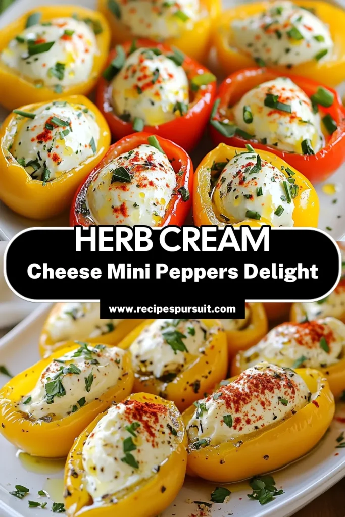 Discover the perfect party appetizer with these Herb Cream Cheese Stuffed Mini Peppers! These mini sweet pepper appetizers are filled with a creamy herb cheese filling that delights every palate. Baked to perfection, this healthy stuffed pepper recipe is easy to make and sure to impress. Get your friends and family hooked on this recipe! Save and share this delicious dish today! #MiniSweetPeppers #StuffedPeppers #HealthyAppetizers #CreamCheeseFilling