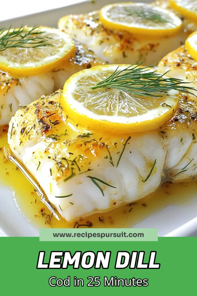 Discover the delightful flavors of Lemon Dill Baked Cod, a dish that's perfect for a healthy dinner! This easy baked cod recipe combines tender cod with zesty lemon and fresh dill, making it a wholesome choice for any night of the week. Enjoy perfectly baked cod fillets in just 25 minutes. Ready to elevate your dinner game? Try this cod with lemon and dill today! Save this healthy cod dinner recipe for later! #LemonDillBakedCod #EasyBakedCodRecipe #HealthyDinner #BakedCodFilletsRecipe