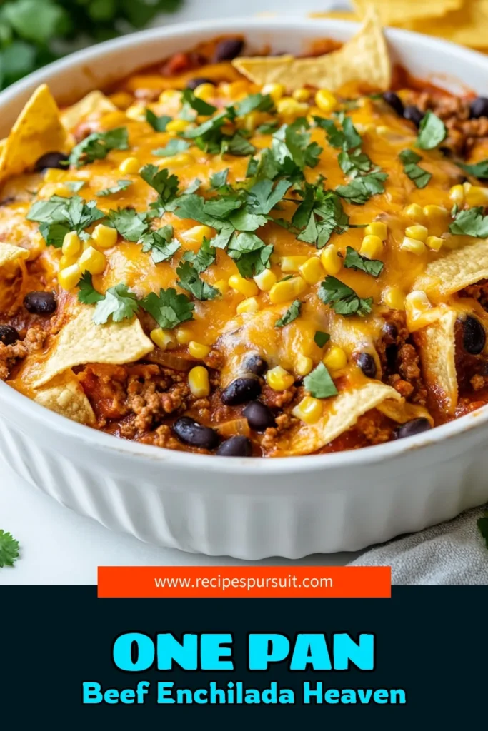 Enjoy the convenience of a one-pan enchilada dinner with this delicious Beef Enchilada Skillet recipe! Perfect for a busy weeknight, this quick enchilada recipe combines ground beef, black beans, corn, and your favorite enchilada sauce to create easy beef enchiladas your family will love. Ready in just 30 minutes, it's a delightful ground beef skillet meal that everyone can enjoy. Save this recipe and bring flavor to your table tonight! #BeefEnchiladaSkillet #OnePanMeals #QuickDinner #EasyRecipes