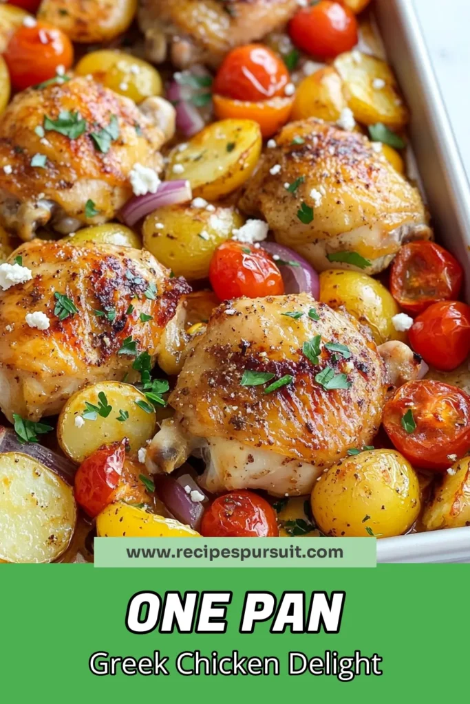 Discover the deliciousness of a Greek Chicken Sheet Pan Dinner that’s perfect for busy nights! This one-pan Greek chicken recipe combines succulent roasted chicken and vibrant vegetables, making an easy Greek chicken dinner that’s both satisfying and flavorful. Try this Mediterranean chicken sheet pan recipe for a hassle-free meal. Save this recipe for your family’s next dinner and enjoy! #GreekChicken #SheetPanDinner #OnePanMeals #EasyDinnerRecipes