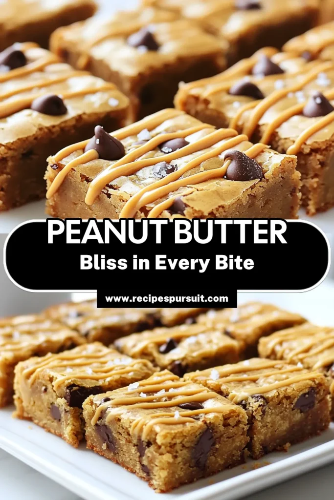 Indulge in these delicious peanut butter chocolate chip blondies! This easy blondie recipe combines creamy peanut butter with rich chocolate chips, making it the perfect homemade peanut butter treat. With simple ingredients and a quick prep time, you'll have a fantastic dessert with chocolate chips ready to impress. Try this irresistible recipe today and enjoy a sweet treat! Save and share! #PeanutButterBlondies #ChocolateChipBlondies #EasyBlondieRecipe #HomemadeTreats