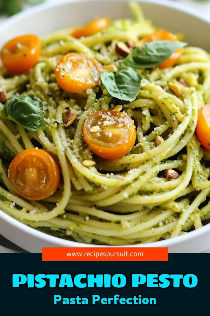 Discover a delicious Pistachio Pesto Pasta recipe that’s perfect for a quick weeknight dinner! This easy pesto pasta is a delightful vegetarian pasta dish that combines fresh basil and homemade pistachio pesto for a burst of flavor. In just 30 minutes, you can whip up this flavorful meal that will impress your guests. Save this recipe for a simple yet gourmet touch to your pasta nights! #PastaRecipe #PestoLovers #VegetarianRecipes #EasyCooking