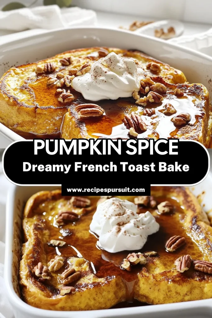 Indulge in the cozy flavors of fall with this Pumpkin Spice French Toast Bake! Perfect for breakfast or brunch, this recipe combines rich pumpkin puree, warm spices, and soft challah bread for a delicious treat. Easy to prepare and serve with maple syrup and whipped cream, it's sure to impress your family and friends. Click through to explore this simple recipe and bring autumn to your table! #PumpkinSpice #FrenchToast #FallRecipes #BrunchIdeas