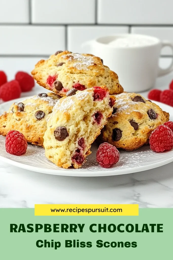 Indulge in these delightful raspberry chocolate chip scones, a perfect treat for breakfast or brunch! This easy scone recipe combines fresh raspberries and rich chocolate chips, making it a must-try for baking with raspberries. Whip up this chocolate chip scone recipe in just 35 minutes, and impress your family or guests! Save this delicious breakfast scones recipe for your next baking adventure. #SconeRecipe #BakingWithRaspberries #BreakfastIdeas #DessertLovers