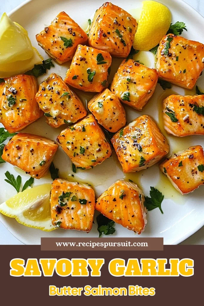 Looking for a delicious and quick seafood appetizer? Try these Garlic Butter Salmon Bites! This easy salmon recipe features tender sautéed salmon bites coated in a rich garlic butter sauce, making it the perfect garlic butter fish recipe for any occasion. Ready in just 15 minutes, it's an ideal choice for entertaining or family dinner. Save and share this flavorful dish today! #GarlicButterSalmonBites #EasySalmonRecipes #QuickSeafoodAppetizers #SautéedSalmonBites