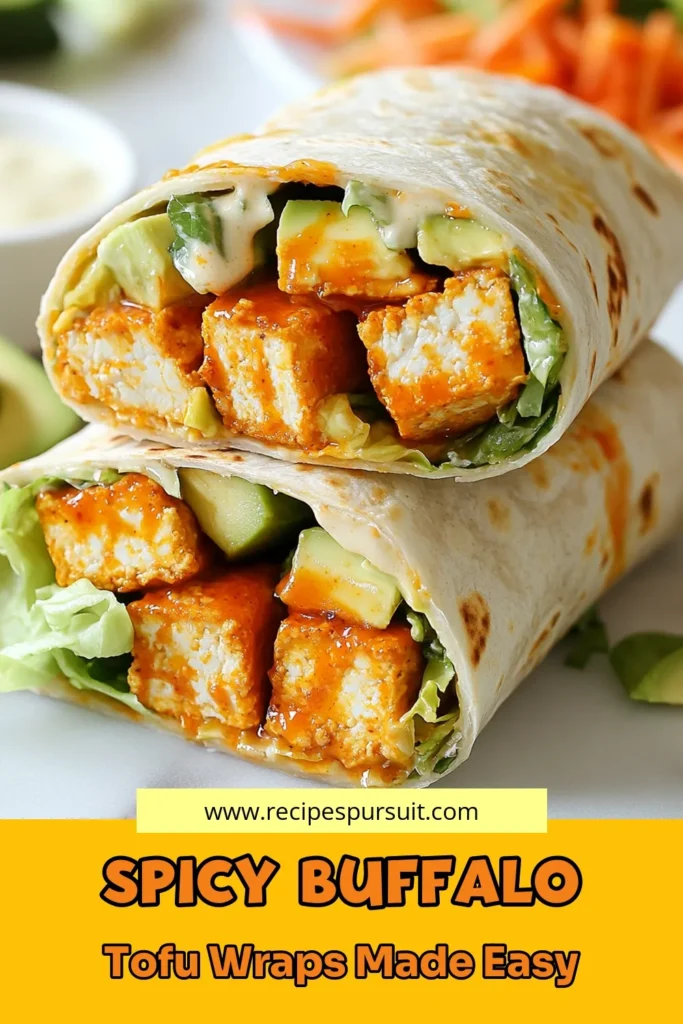 Get ready to enjoy these Spicy Buffalo Tofu Wraps, a delicious vegan buffalo tofu recipe that's both satisfying and healthy! Packed with flavor and nutrients, these healthy tofu wraps feature crispy buffalo sauce tofu, fresh veggies, and creamy ranch dressing, all wrapped up for a perfect bite. These plant-based wrap ideas are ideal for meal prep or quick lunches. Try this recipe today and take your plant-based meals to the next level! #VeganRecipes #HealthyEating #TofuWraps #PlantBasedDiet