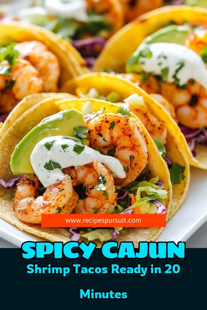 Dive into these delicious Cajun shrimp tacos for a quick and easy dinner option! This easy shrimp taco recipe features perfectly seasoned shrimp infused with bold Cajun flavors, topped with fresh avocado and a zesty lime sauce. Perfect as a seafood taco recipe for any occasion, these Cajun seasoning tacos are sure to impress your family and friends. Save this recipe for a flavorful meal! #CajunShrimpTacos #SeafoodTacos #ShrimpTacoRecipe #EasyShrimpTacos
