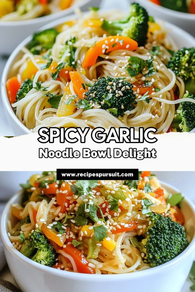Discover the deliciousness of Chili Garlic Noodle Bowls, a spicy vegetable noodle dish that's perfect for quick dinners. This rice noodle bowl recipe combines tender rice noodles, fresh veggies, and a bold garlic-chili flavor for a satisfying meal. Enjoy these easy noodle recipes that bring authentic Asian noodle dishes to your kitchen. Try it today and spice up your weeknight meals! Save for later! #ChiliGarlicNoodles #EasyNoodleRecipes #AsianNoodleDishes #SpicyVegetableNoodles