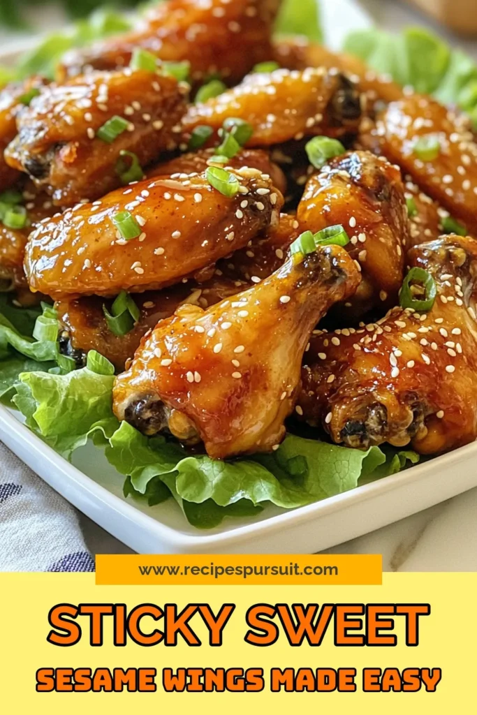 Discover the irresistible flavor of sesame honey chicken wings with this easy baked chicken wings recipe! Marinated in a delightful honey soy sauce, these crispy sesame wings are perfect for game day or any gathering. Simply blend a quick easy chicken wing marinade and watch as they bake to golden perfection. Try this delicious recipe today for a crowd-pleasing dish! Don’t forget to save for later. #SesameHoneyChickenWings #CrispyWings #EasyRecipe #ChickenWings