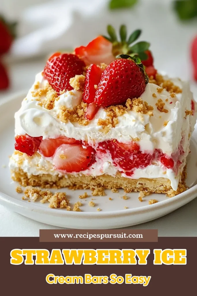 Indulge in refreshing Strawberry Shortcake Ice Cream Bars, the perfect no-bake summer dessert! This easy Strawberry Ice Cream Bars recipe combines fresh strawberries, whipped cream, and crunchy shortbread for a delightful treat. Simply layer and freeze to create these homemade ice cream bars. They are a must-try for any summer gathering. Save this recipe and enjoy a delicious bite of summer! #SummerDesserts #IceCreamBars #NoBakeDessert #StrawberryShortcake