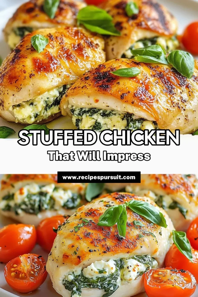 Discover a delightful Spinach Ricotta Stuffed Chicken that’s perfect for a healthy chicken dinner! This stuffed chicken breast recipe features tender chicken filled with creamy ricotta cheese and fresh spinach. Easy to make, you’ll love the burst of flavor with each bite. Bake this delicious dish for a nutritious dinner that the whole family will enjoy! Try it tonight and enjoy a hearty meal. Save for later! #HealthyDinner #RicottaCheeseRecipes #BakedChickenWithSpinach #StuffedChickenBreastRecipe