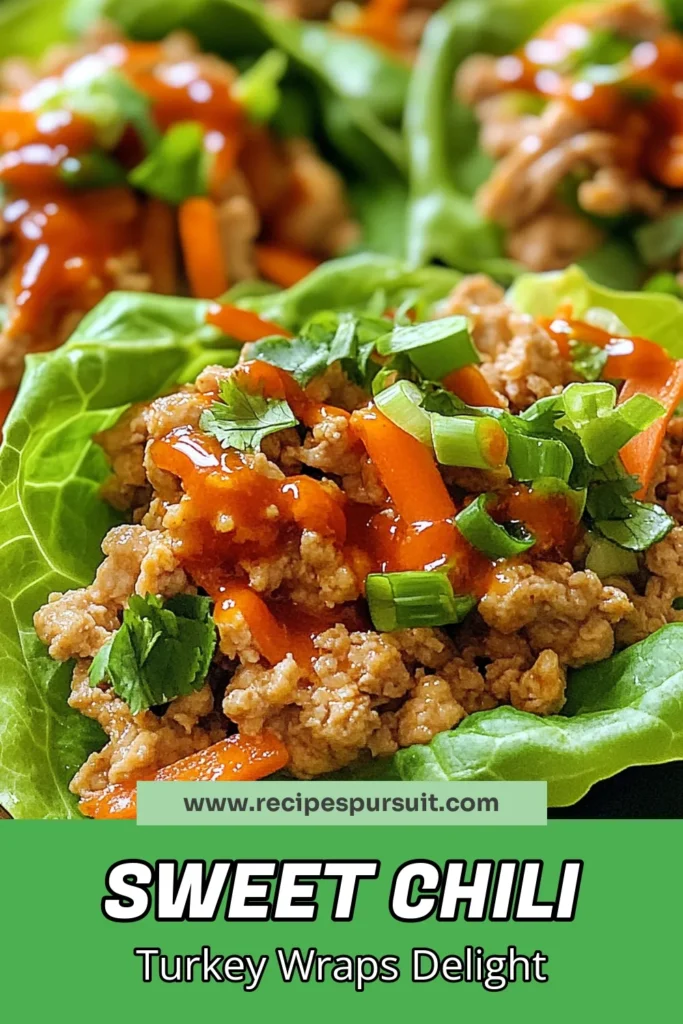 Looking for a delicious and healthy meal? Try these Sweet Chili Turkey Lettuce Wraps! This low-carb turkey wrap recipe features flavorful ground turkey mixed with fresh veggies and a sweet chili sauce that everyone will love. Perfect for a light lunch or dinner, these healthy lettuce wraps are easy to make and packed with flavor. Save this Sweet Chili Turkey Lettuce Wraps recipe for a quick weeknight meal! #LettuceWraps #HealthyRecipes #SweetChiliSauce #LowCarbRecipes